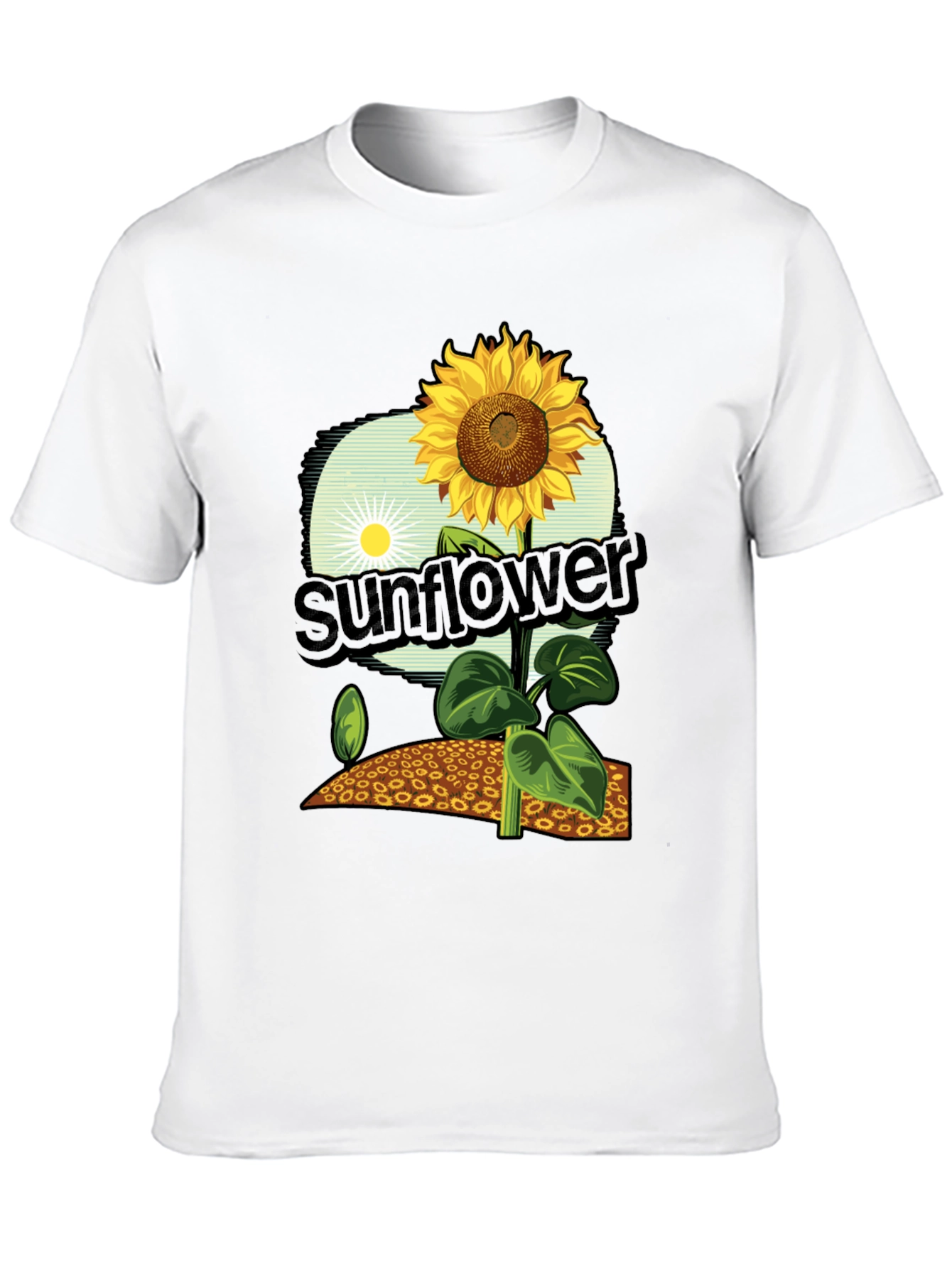 Black Sunflower Graphic Print T-Shirt - Black Cotton Tee view 10