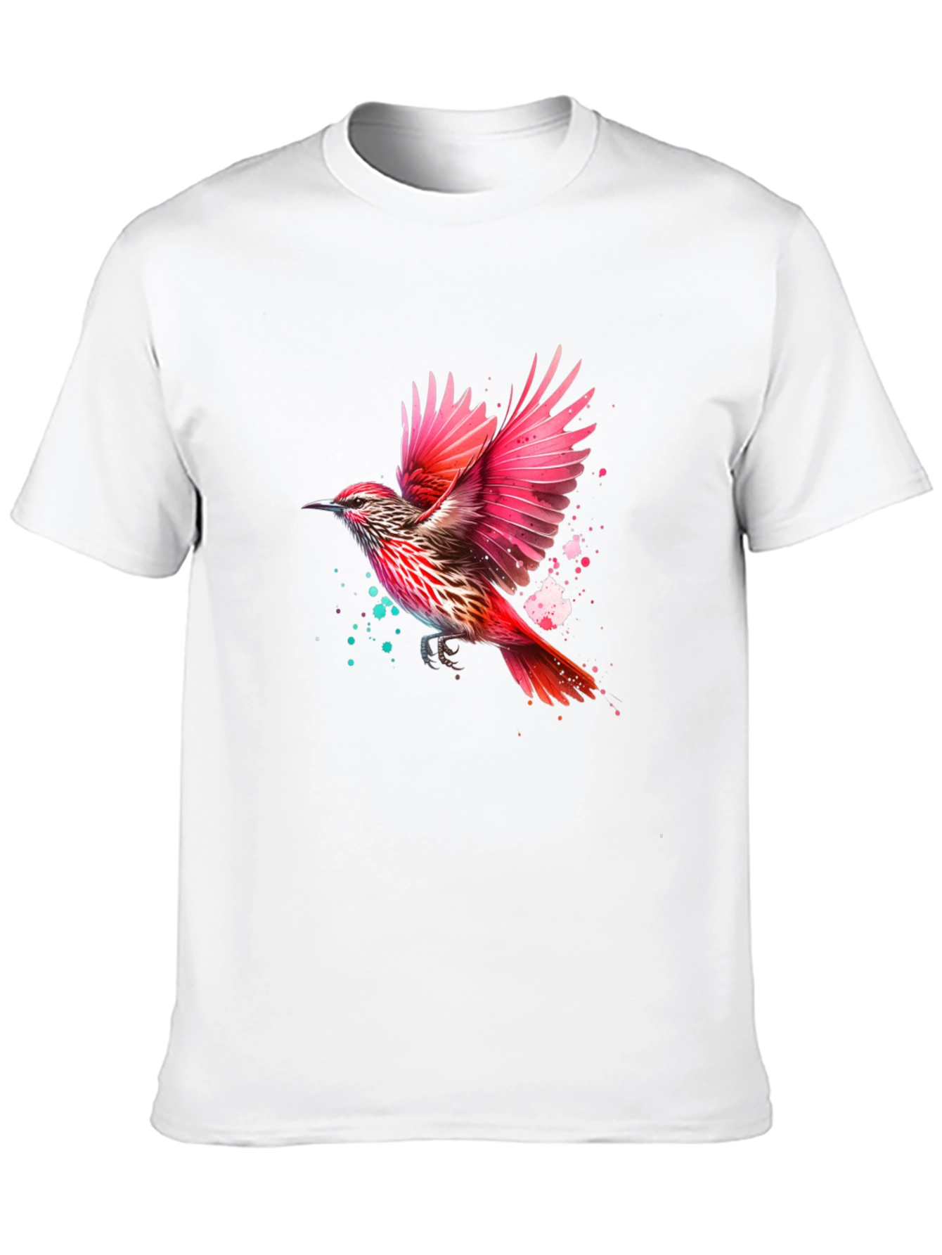 Black Vibrant Bird Print Black T-Shirt view 10