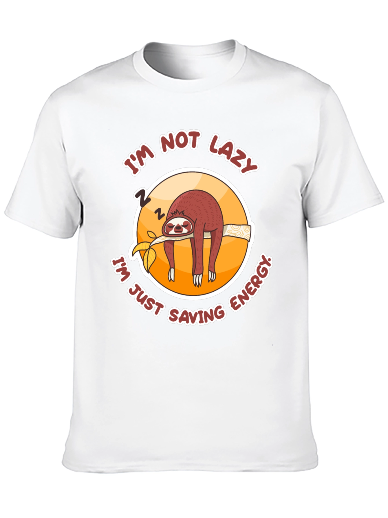 Black Funny Sloth T-Shirt: I'm Not Lazy, Saving Energy! view 10