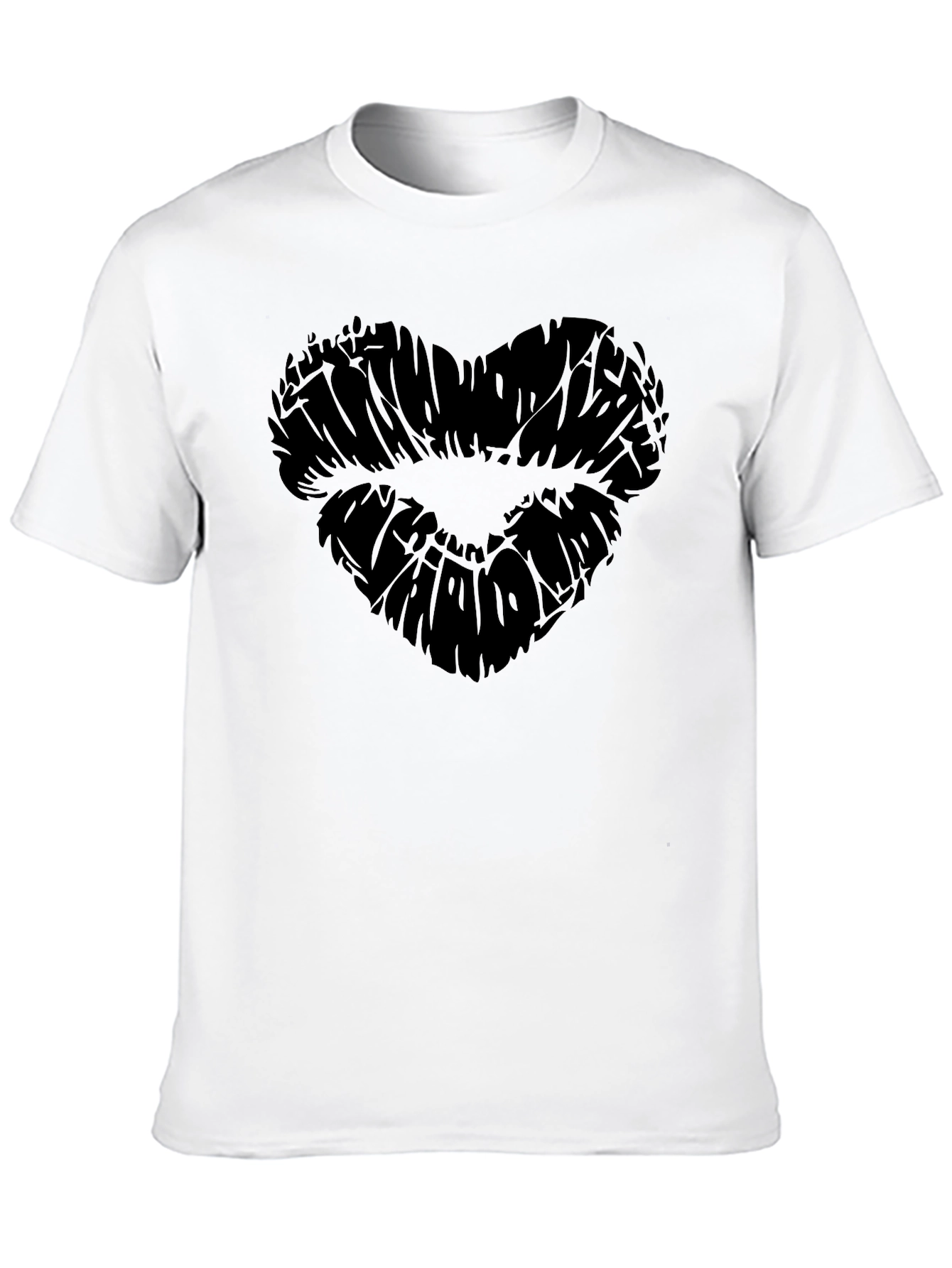 Black Heart Lips Graphic Black T-Shirt for Men view 10