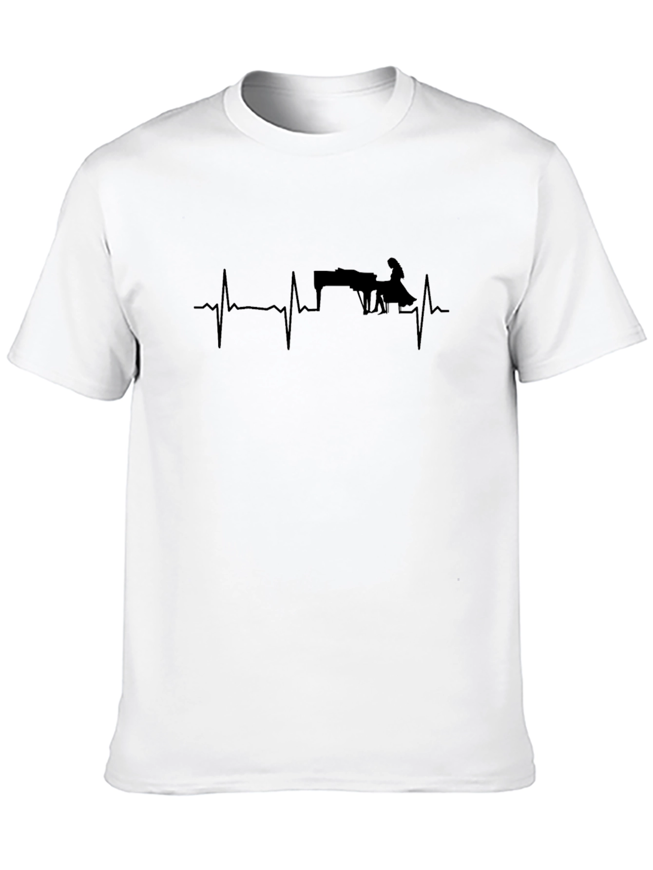 Black Piano Heartbeat T-Shirt - Musician's Pulse view 10