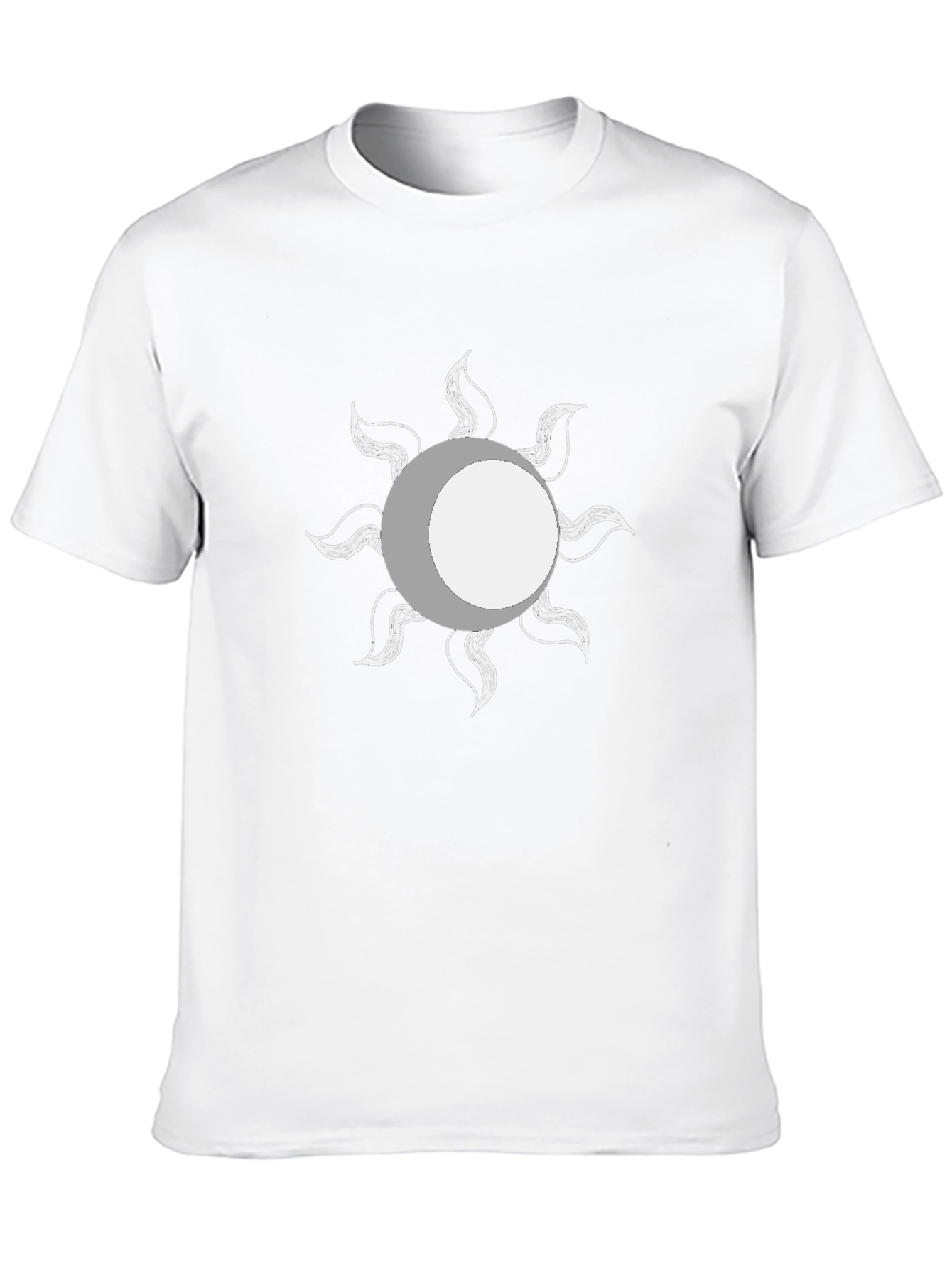 Black Men's Black T-Shirt with Moon & Sun Graphic view 10