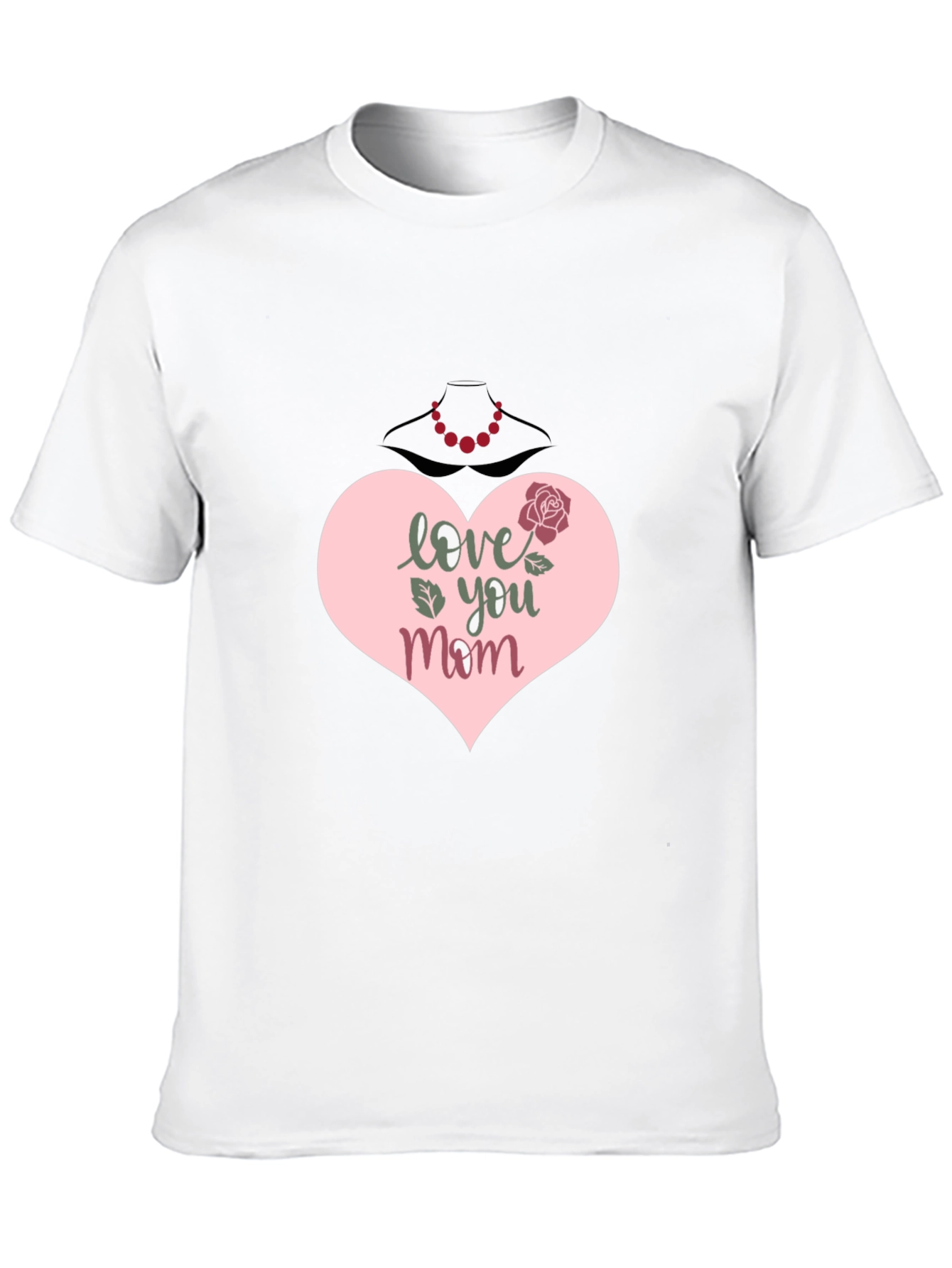 Black Love You Mom T-Shirt - Heart & Rose Design view 10