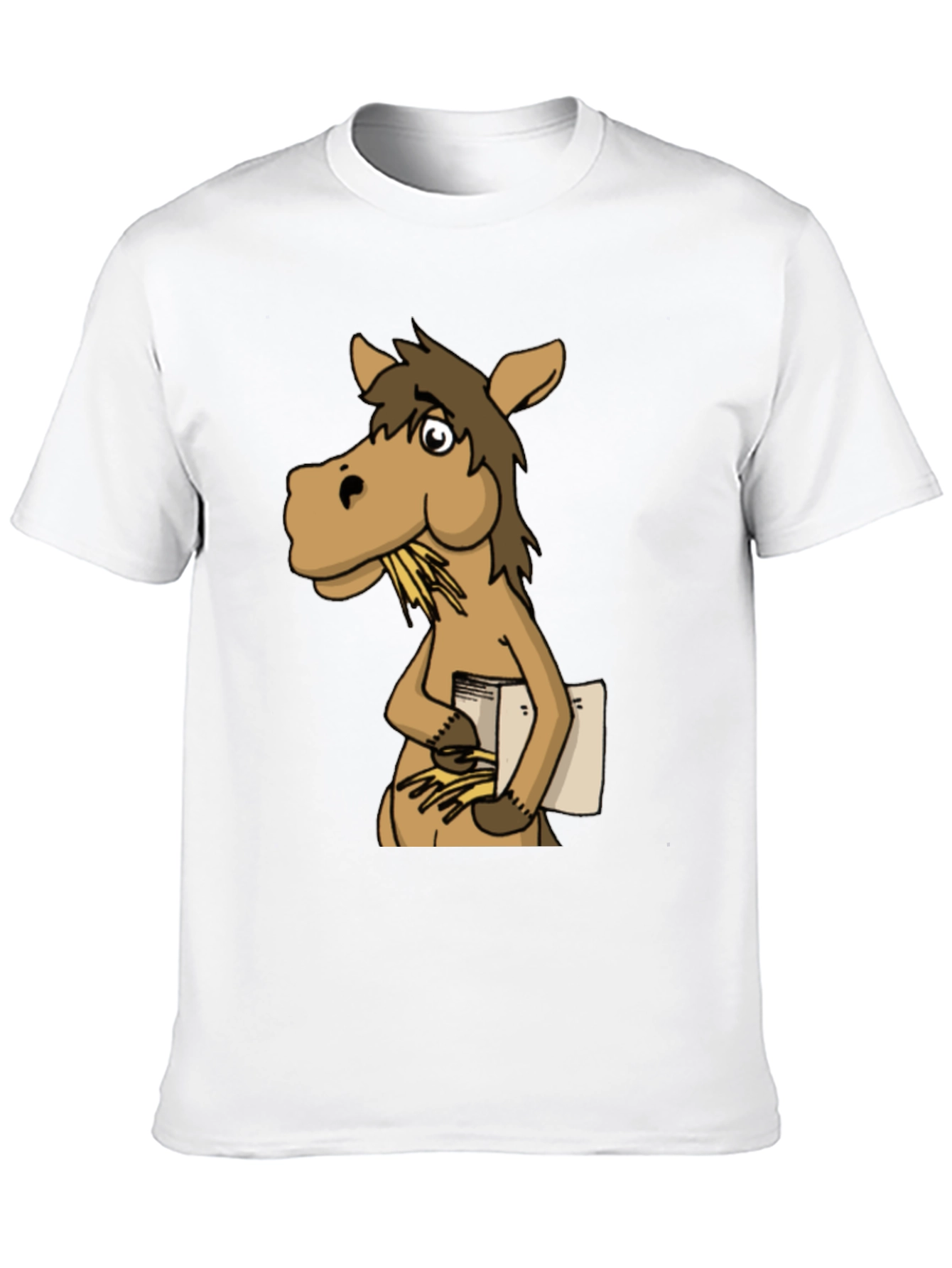 Black Funny Horse Reading Book Graphic T-Shirt view 10