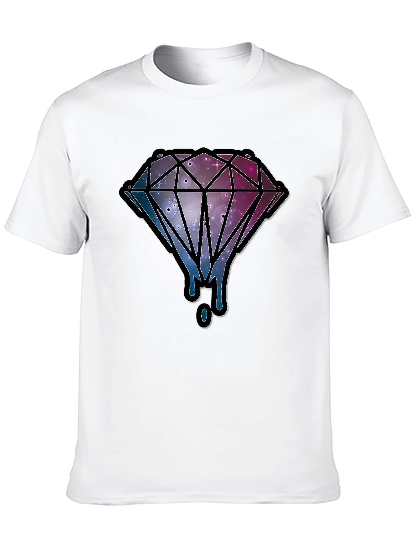 Black Galaxy Diamond Dripping Graphic Black T-Shirt view 10