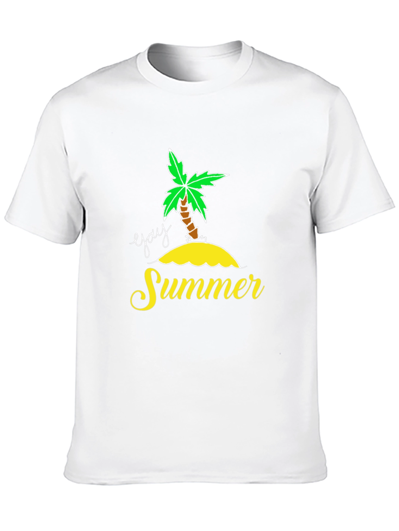 Black Gay Summer Palm Tree Graphic Tee - Black Cotton Blend view 10