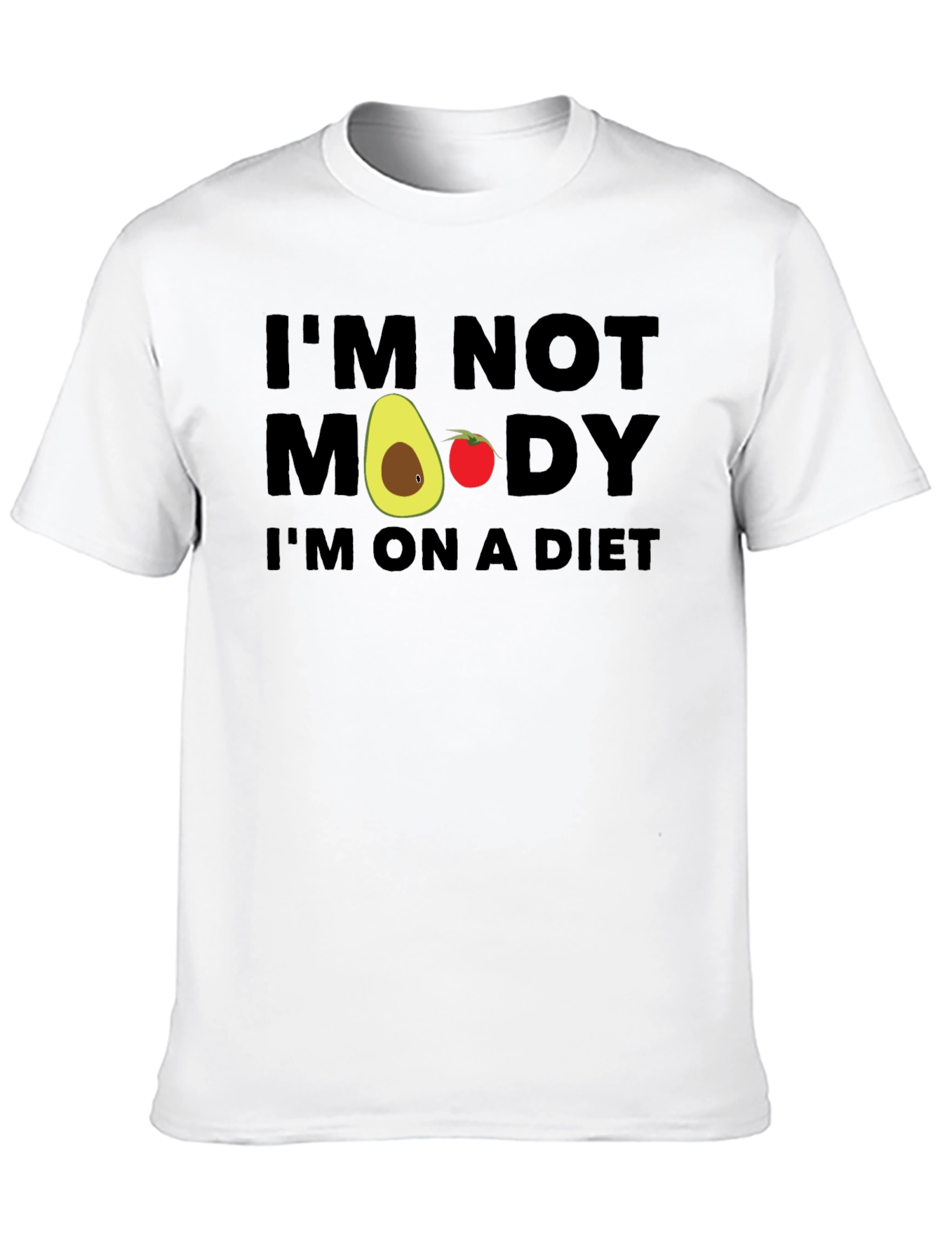 Black Funny Diet T-Shirt - "I'm Not Moody, I'm On A Diet!" view 10