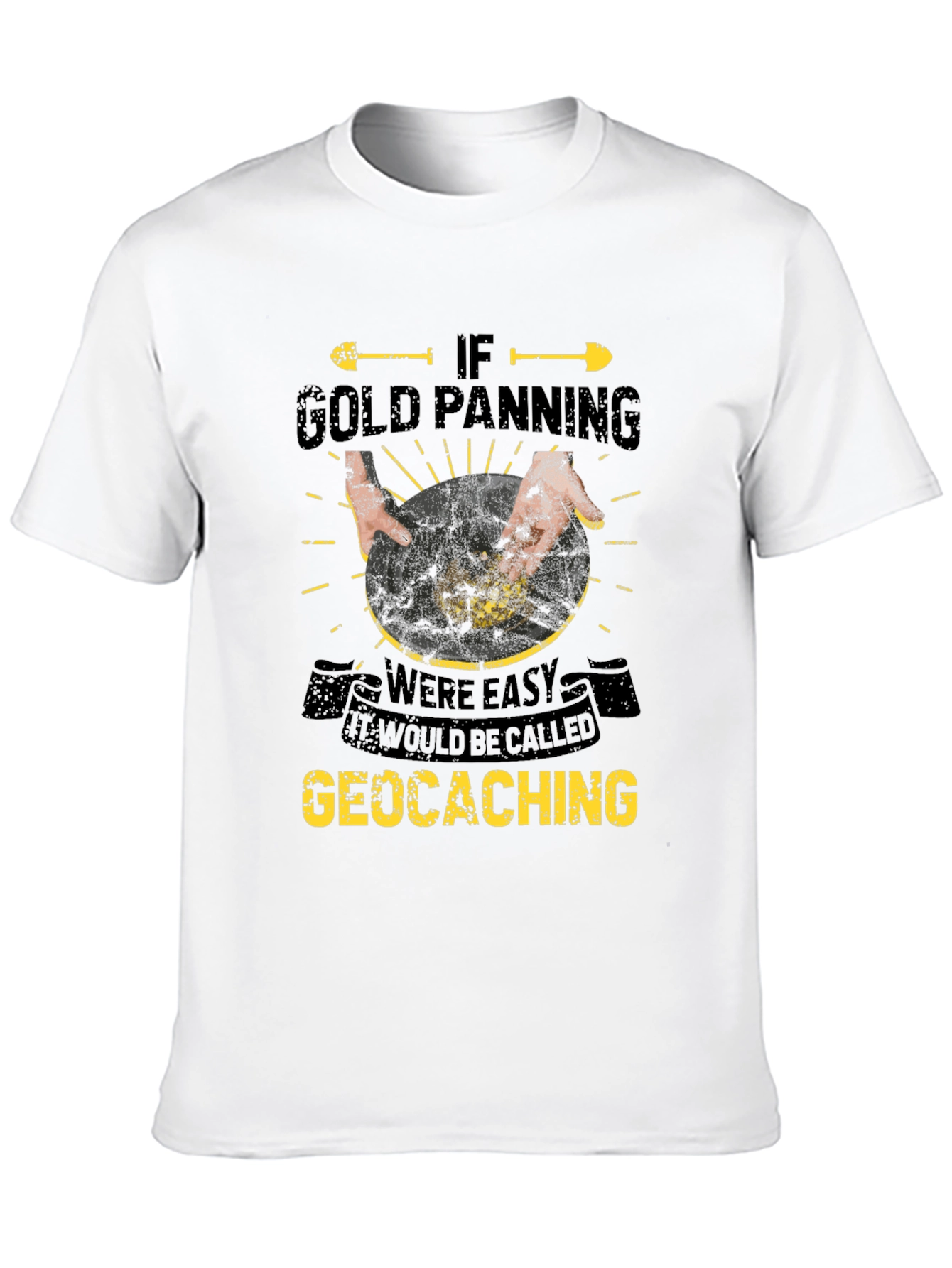 Black Gold Panning Geocaching Graphic Tee view 10