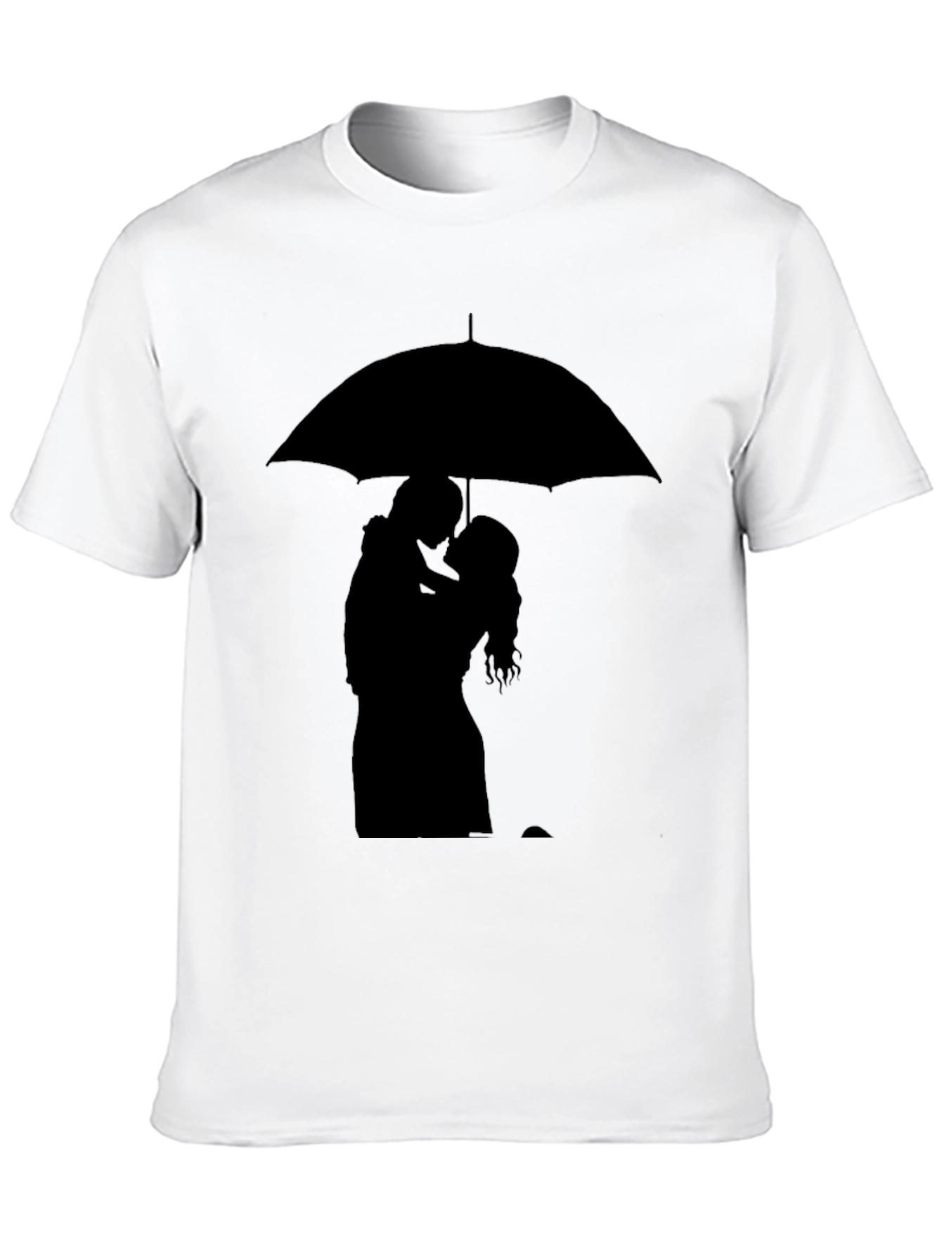 Black Romantic Silhouette T-Shirt - Under the Umbrella view 10