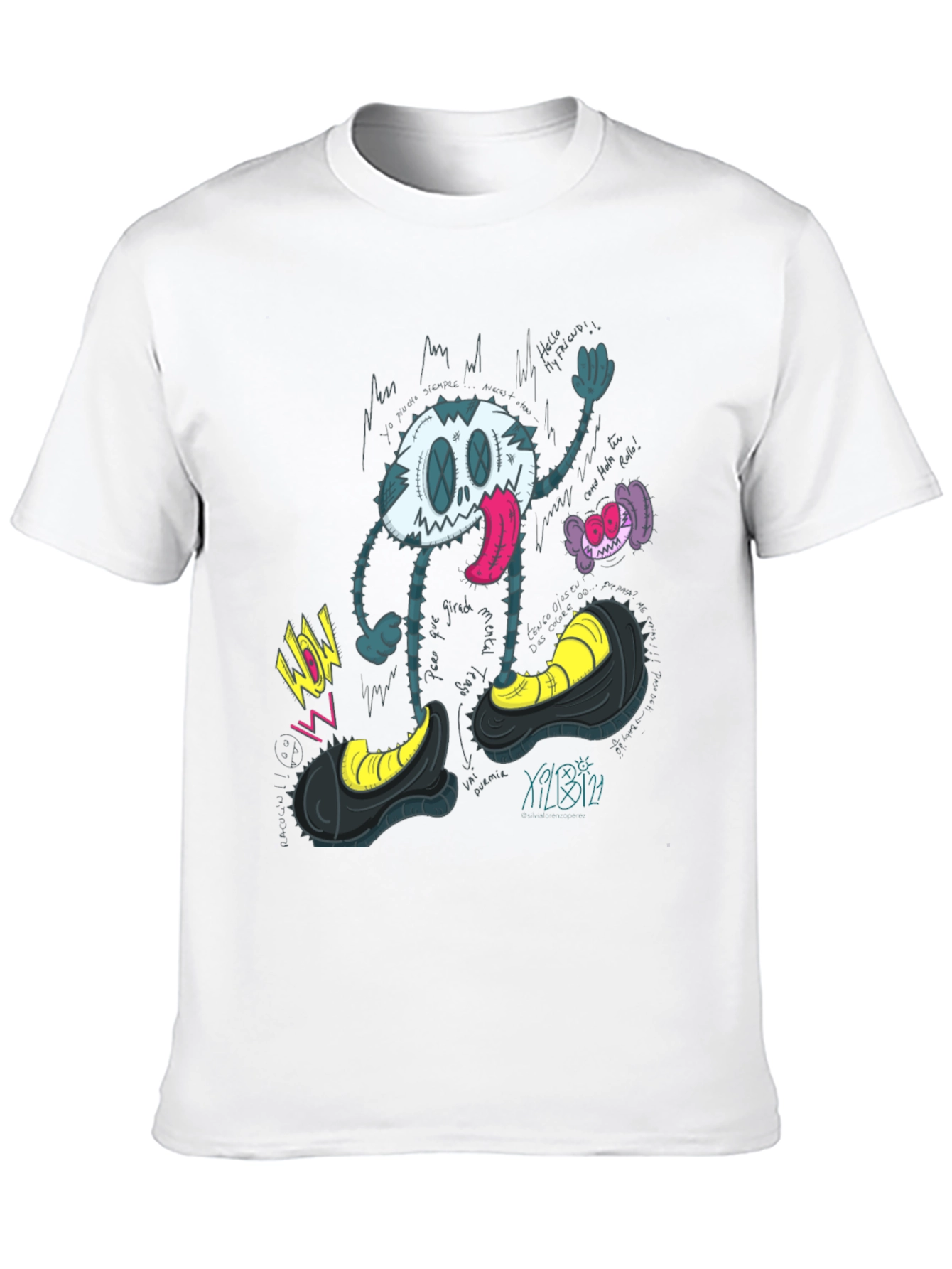 Black Cartoon Character Graphic Print T-Shirt view 10