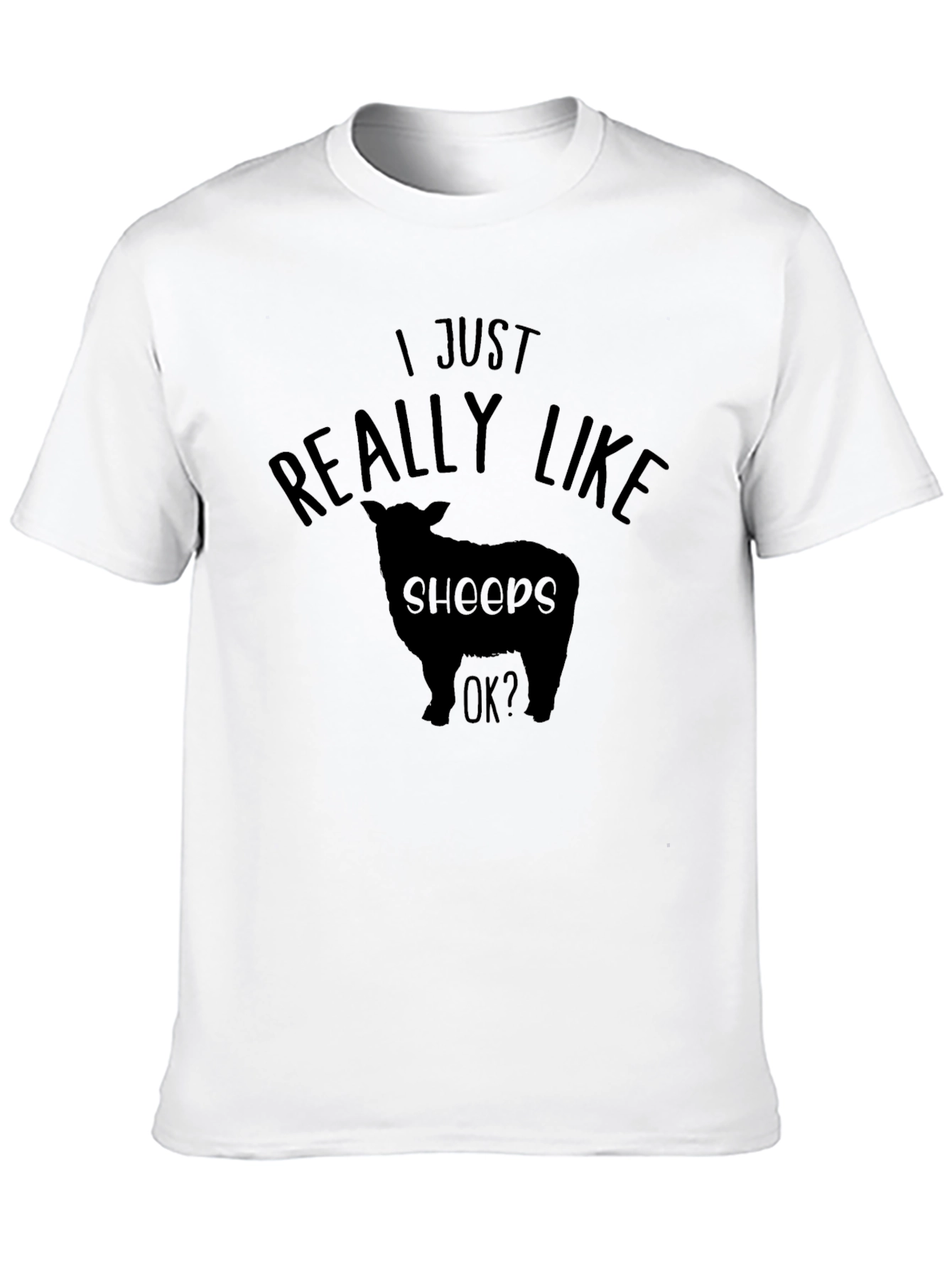 Black I Just Really Like Sheeps T-Shirt - Black Crew Neck Tee view 10