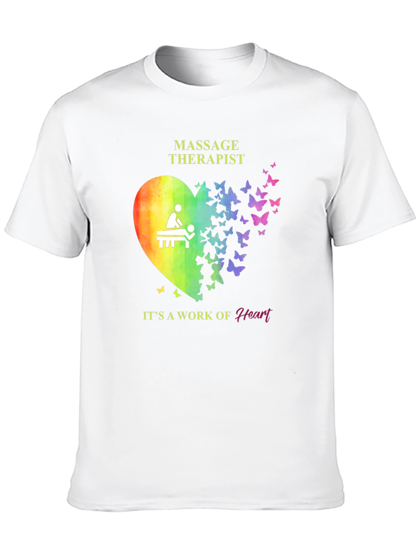 Black Massage Therapist Heart Butterfly T-Shirt view 10