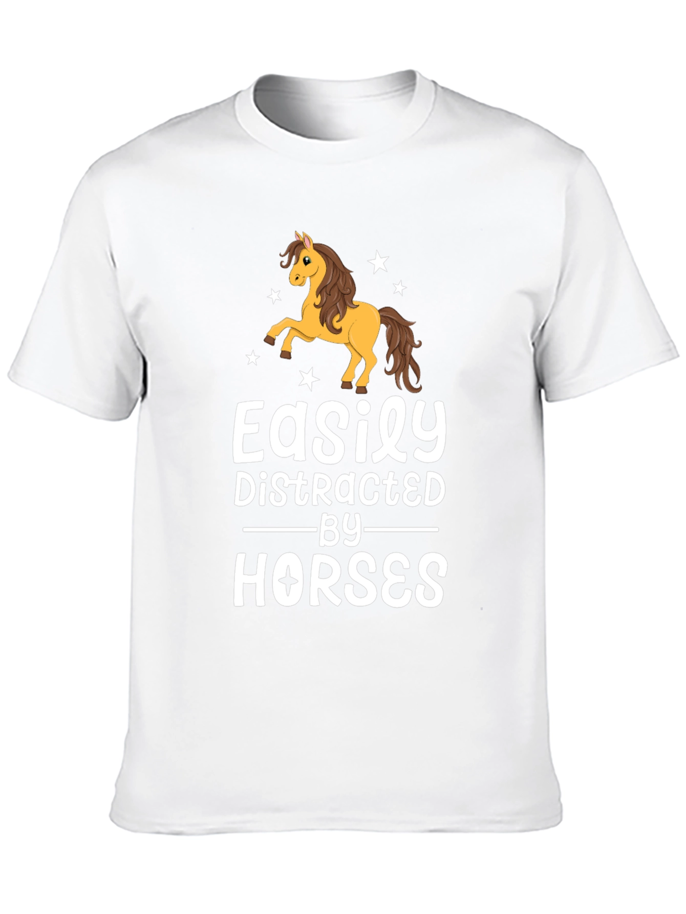 Black Easily Distracted By Horses Black T-Shirt view 10