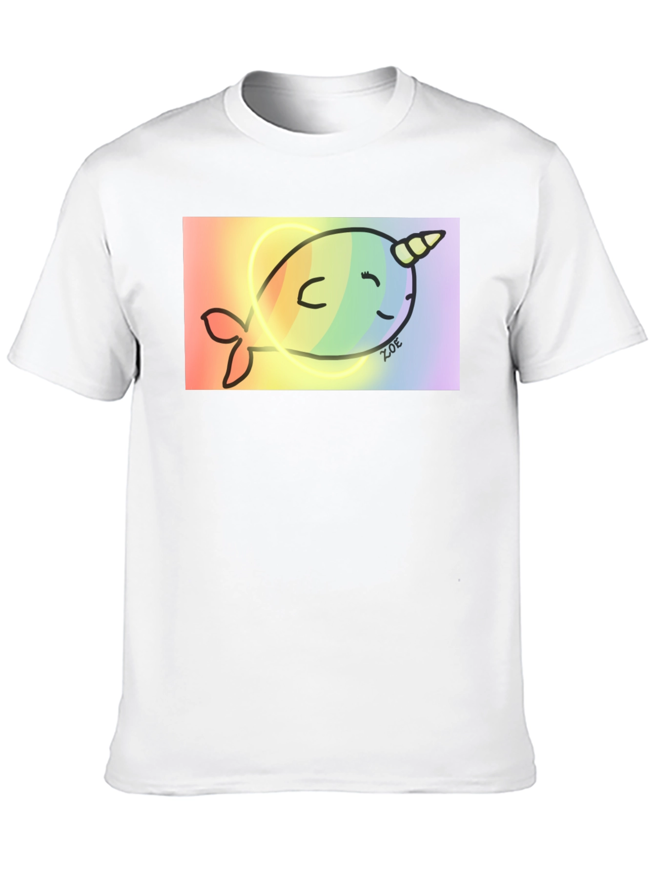 Black Rainbow Narwhal Graphic Tee - Black Cotton Blend view 10