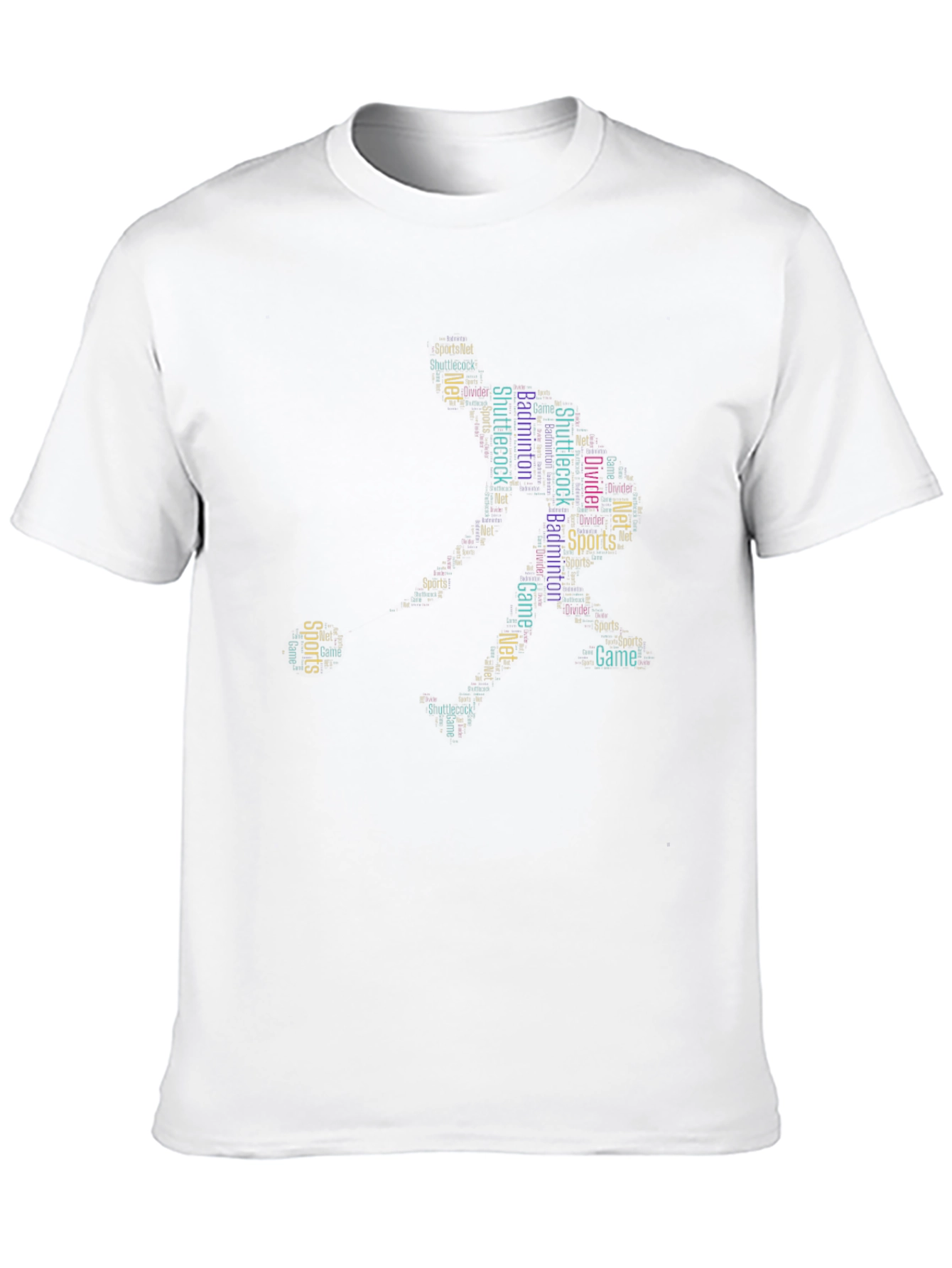 Black Badminton Sports Word Art T-Shirt view 10