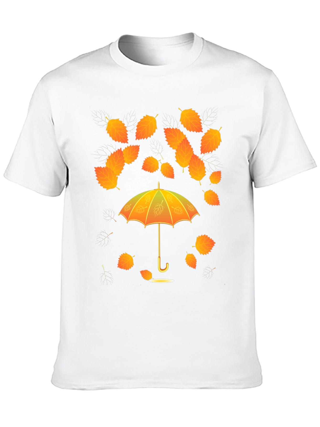 Black Autumn Leaves Umbrella T-Shirt view 10