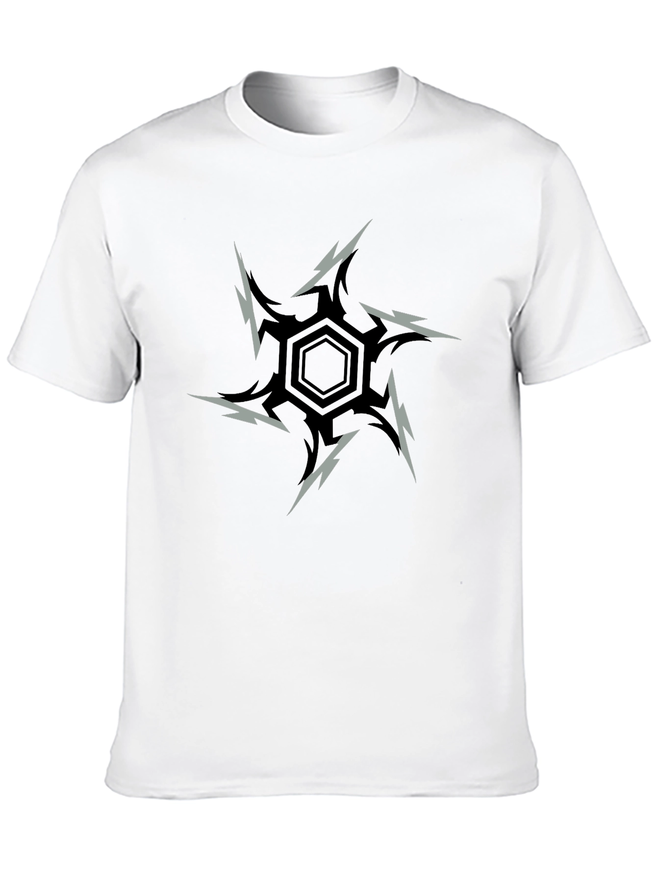 Black Edgy Hex Graphic Tee - Black Cotton Blend view 10