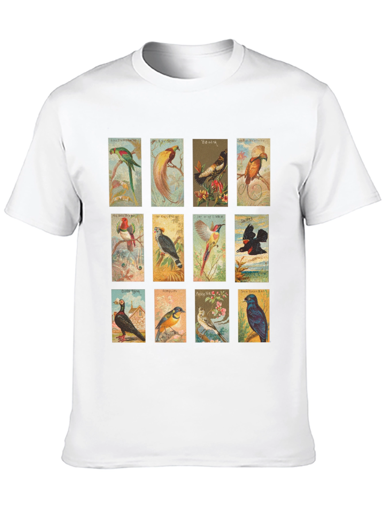 Black Vintage Birds Black T-Shirt view 10