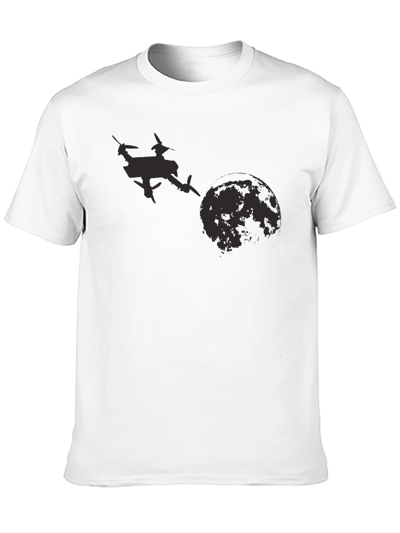 Black Drone Moon Graphic Tee - Black Cotton T-Shirt view 10