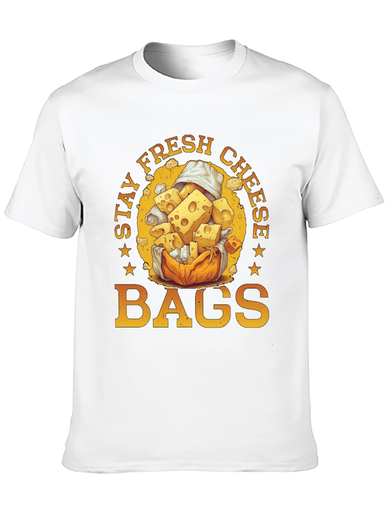 Black Stay Fresh Cheese Bags Graphic T-Shirt view 10