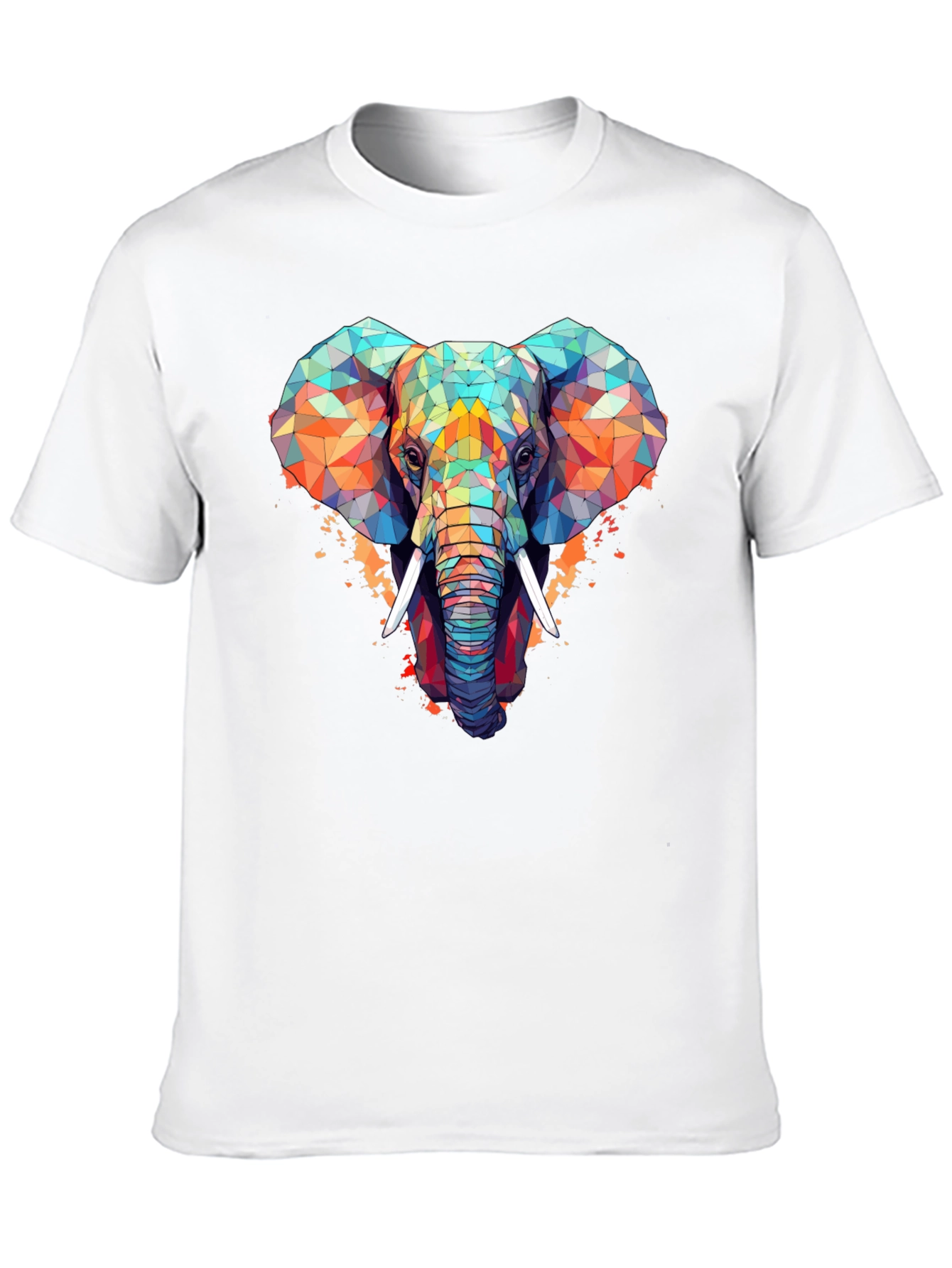 Black Geometric Elephant Graphic Black T-Shirt view 10