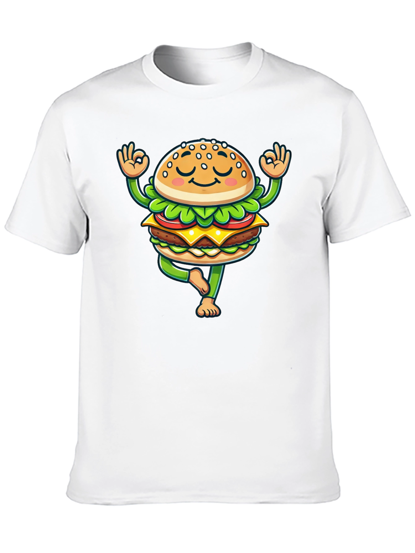 Black Yoga Burger T-Shirt - Meditating Fast Food Tee view 10