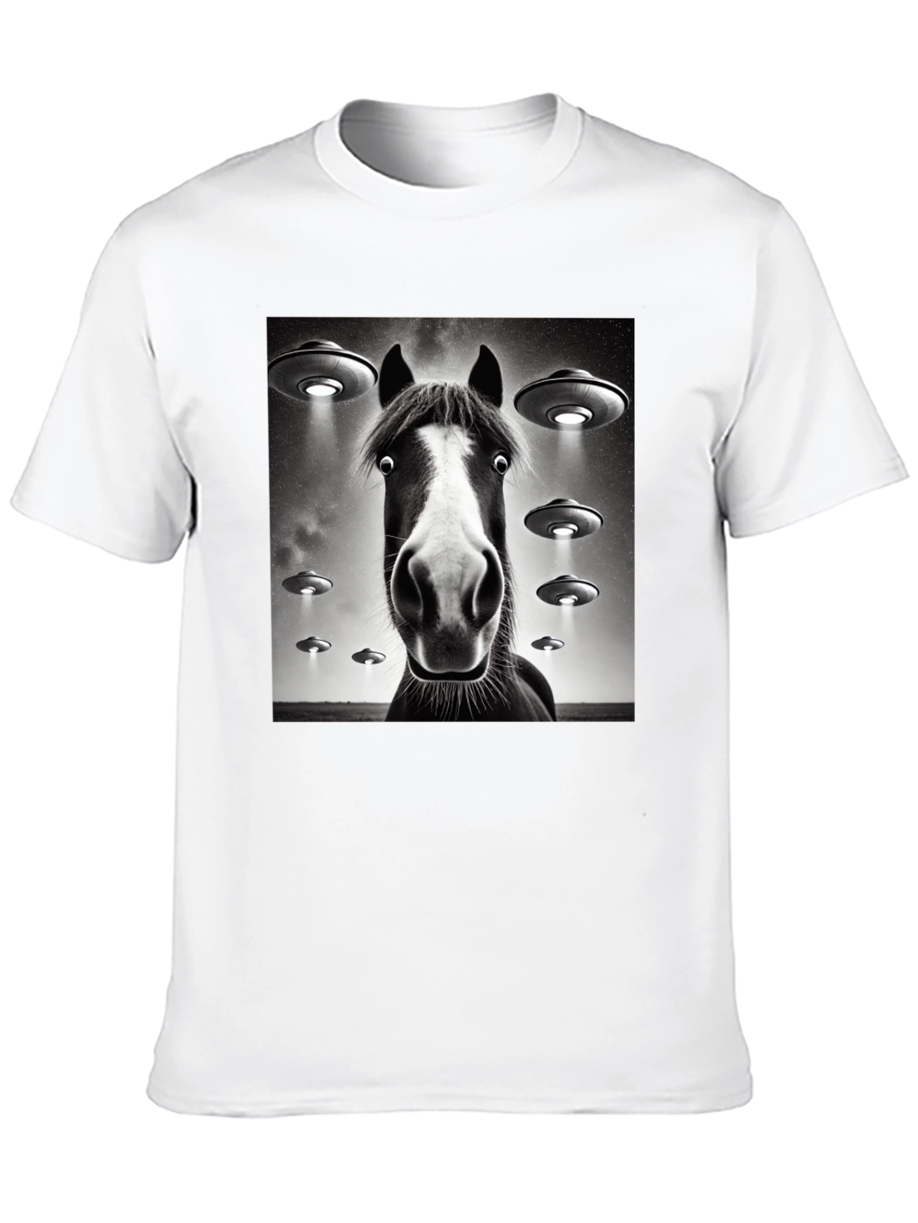 Black Horse UFO T-Shirt - Funny Graphic Tee view 10