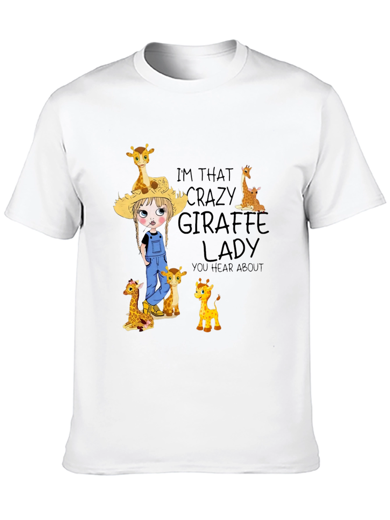 Black Crazy Giraffe Lady Graphic Tee view 10