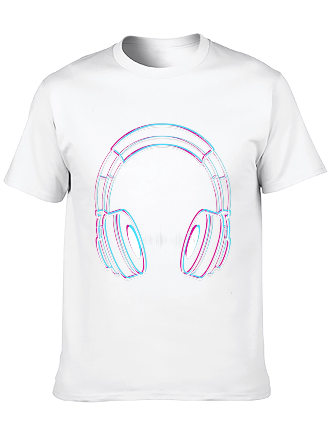 Black Vaporwave Headphones Graphic Tee - Black Cotton Blend view 10