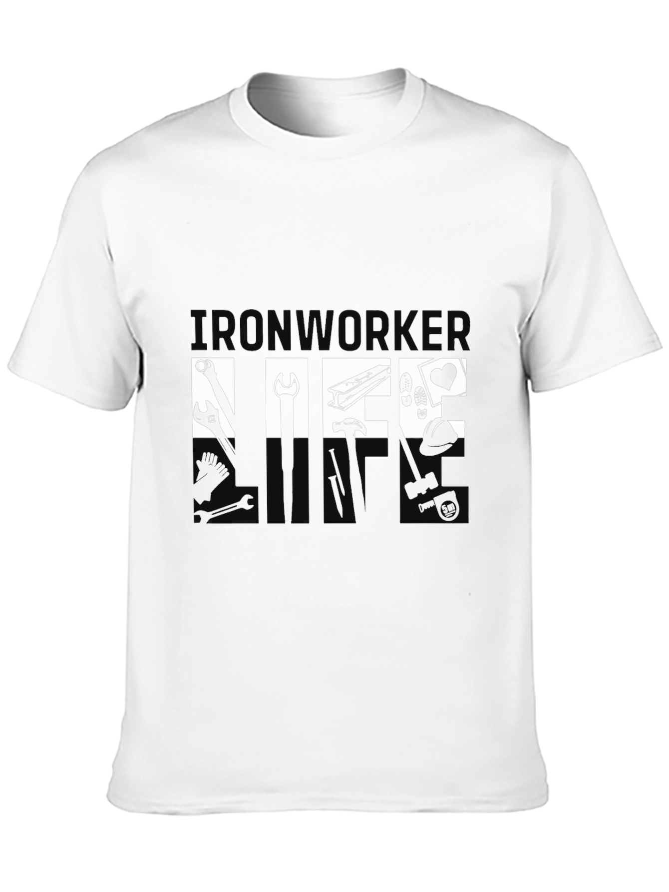 Black Ironworker Life T-Shirt - Black Graphic Tee view 10