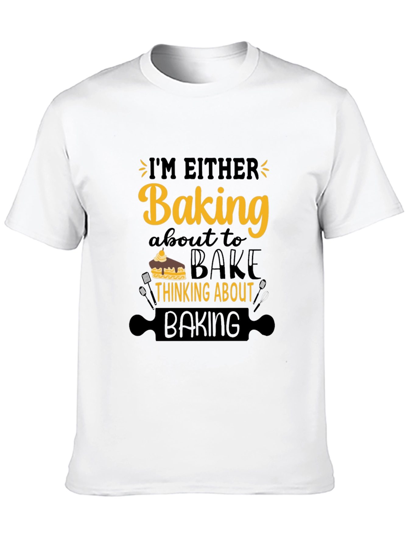 Black Baking Theme T-Shirt - I'm Either Baking Design view 10