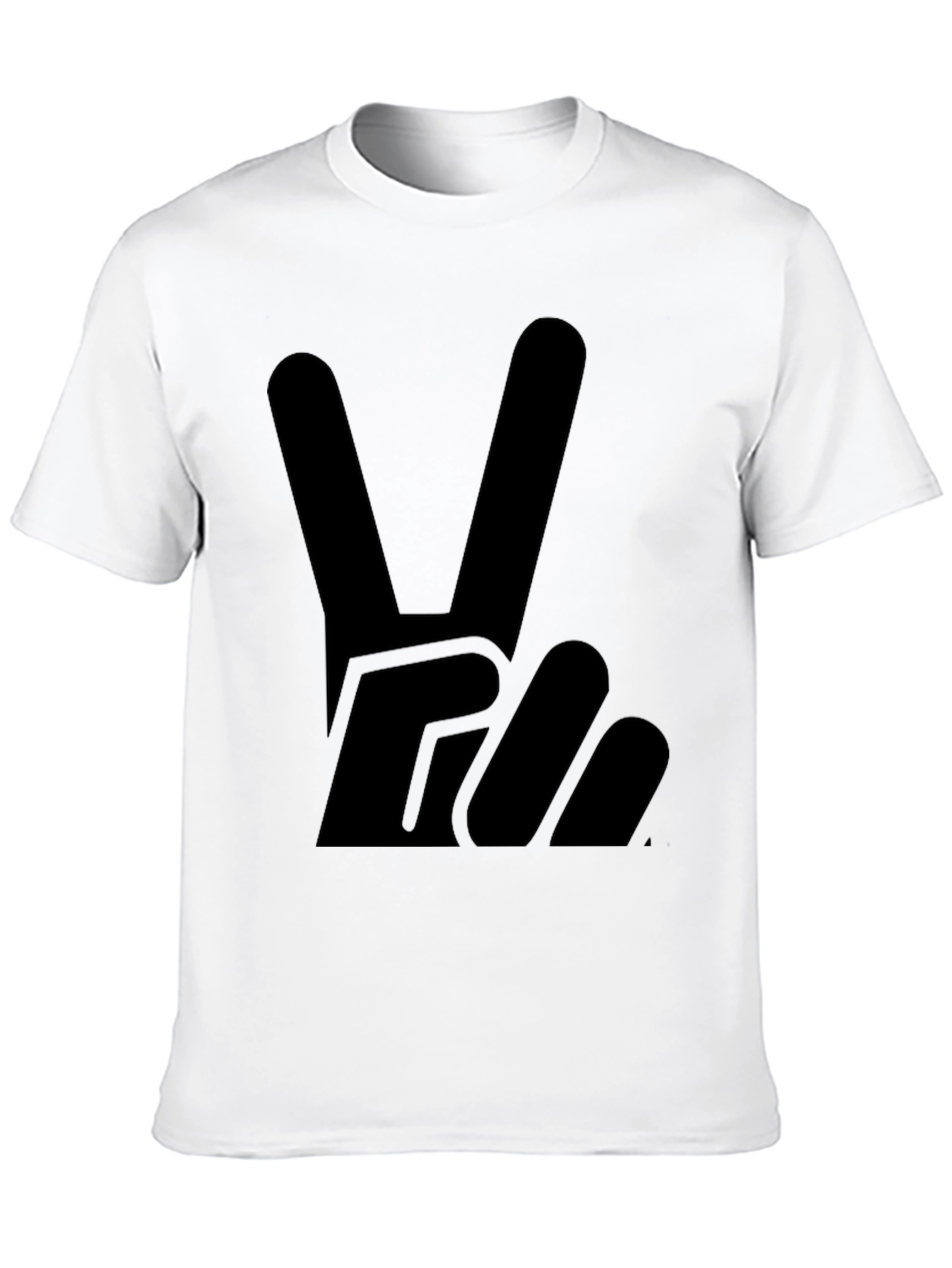Black Peace Sign Graphic Tee - Solid Black Cotton T-Shirt view 10