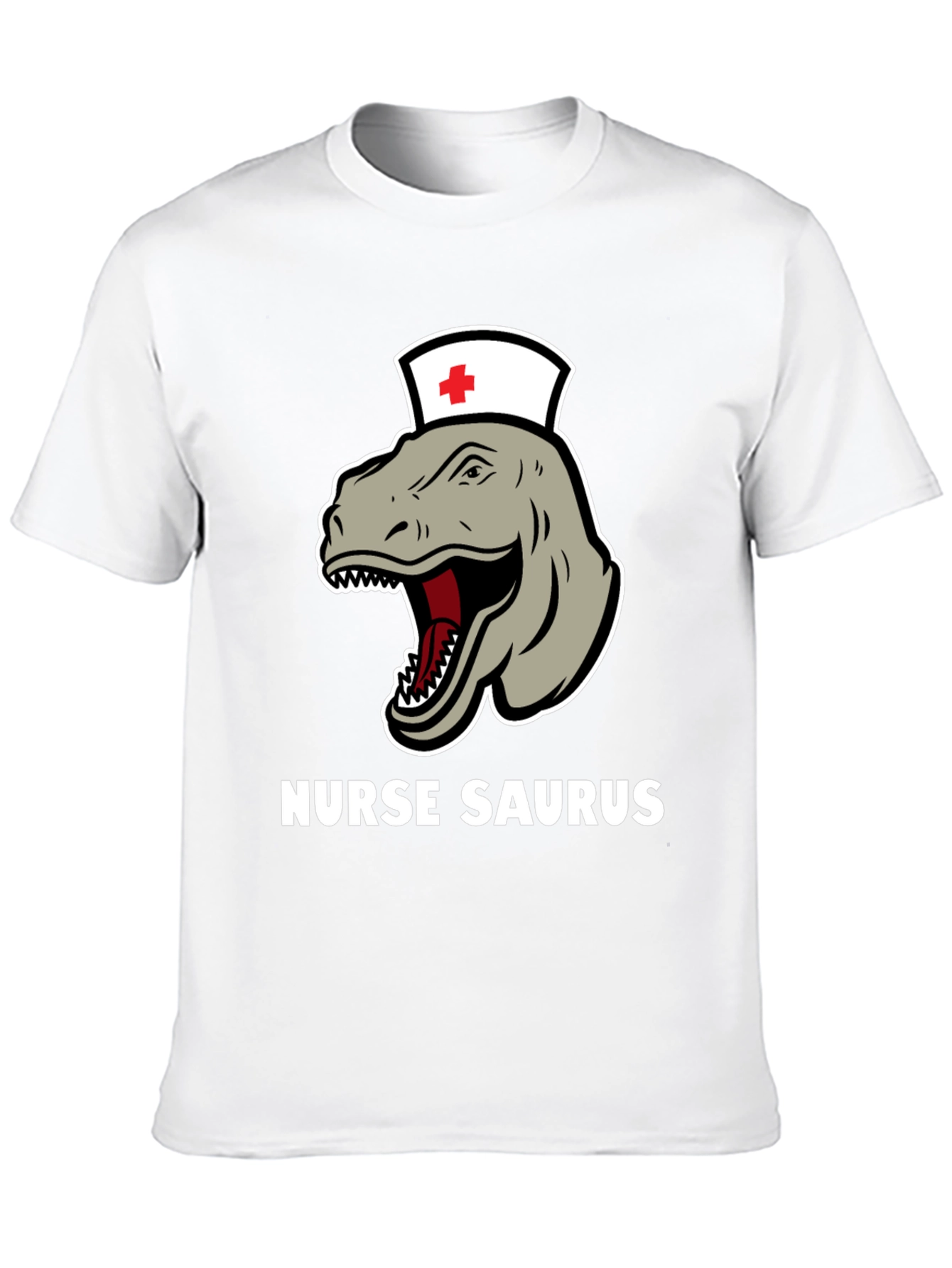 Black Nurse Saurus T-Shirt - Funny Dinosaur RN Tee view 10