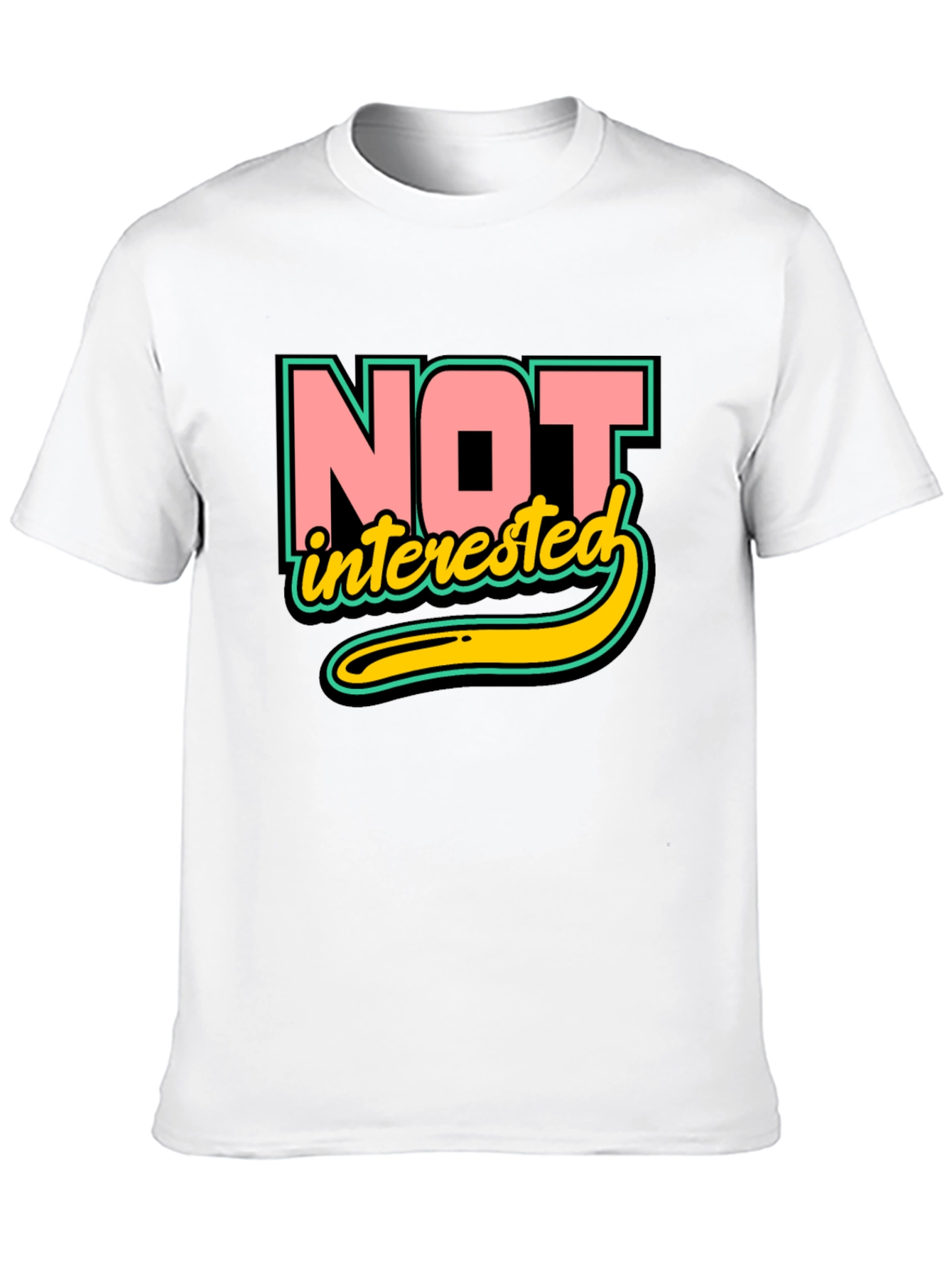 Black Not Interested Graphic T-Shirt view 10