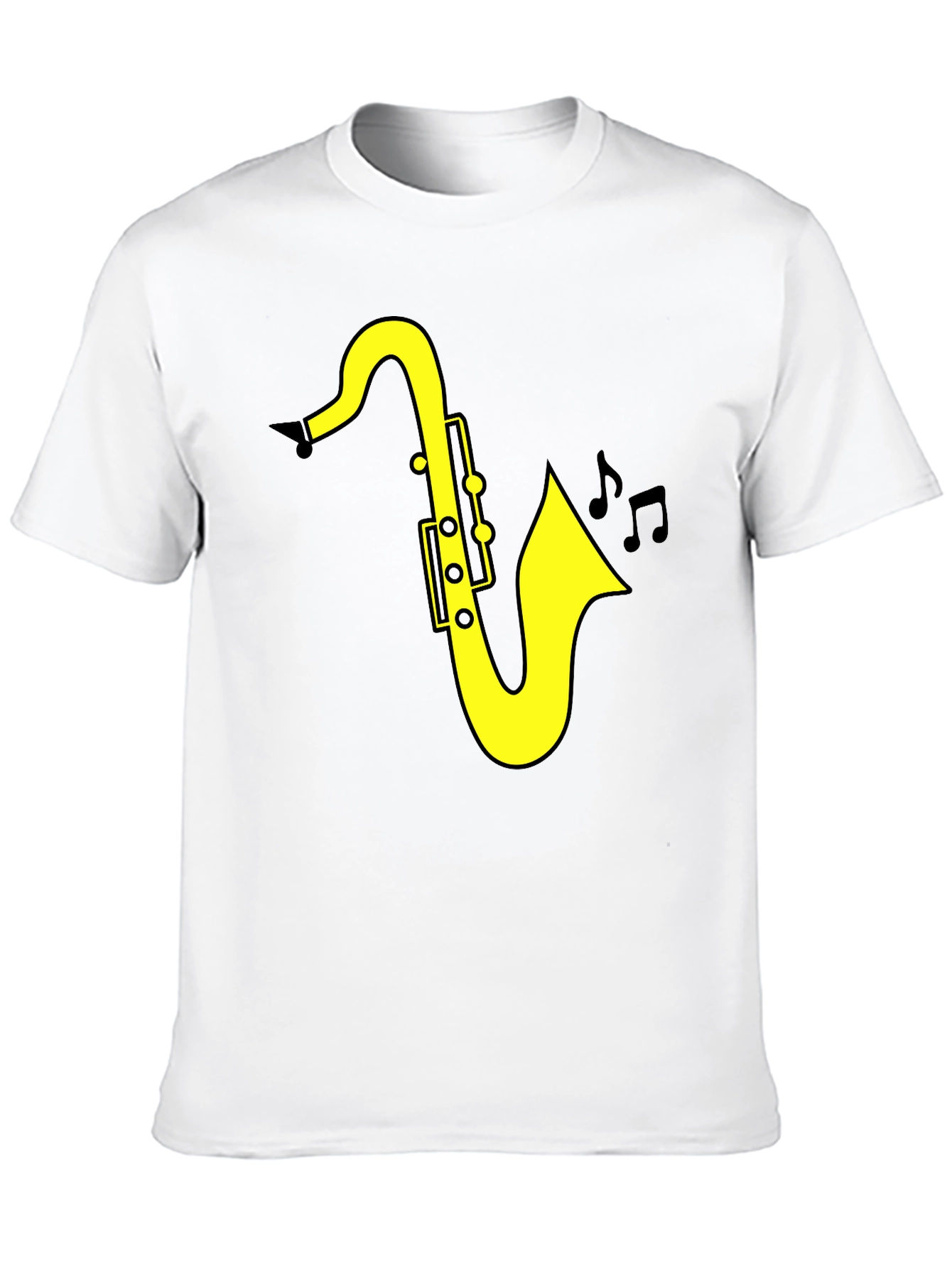 Black Saxophone Music T-Shirt - Black Cotton Tee for Musicians view 10