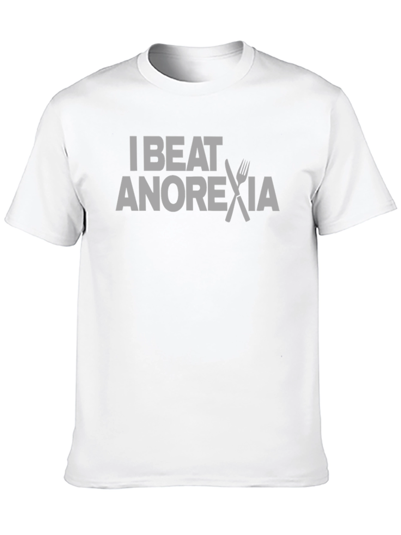 Black I Beat Anorexia Graphic Tee - Black Crew Neck T-Shirt view 10