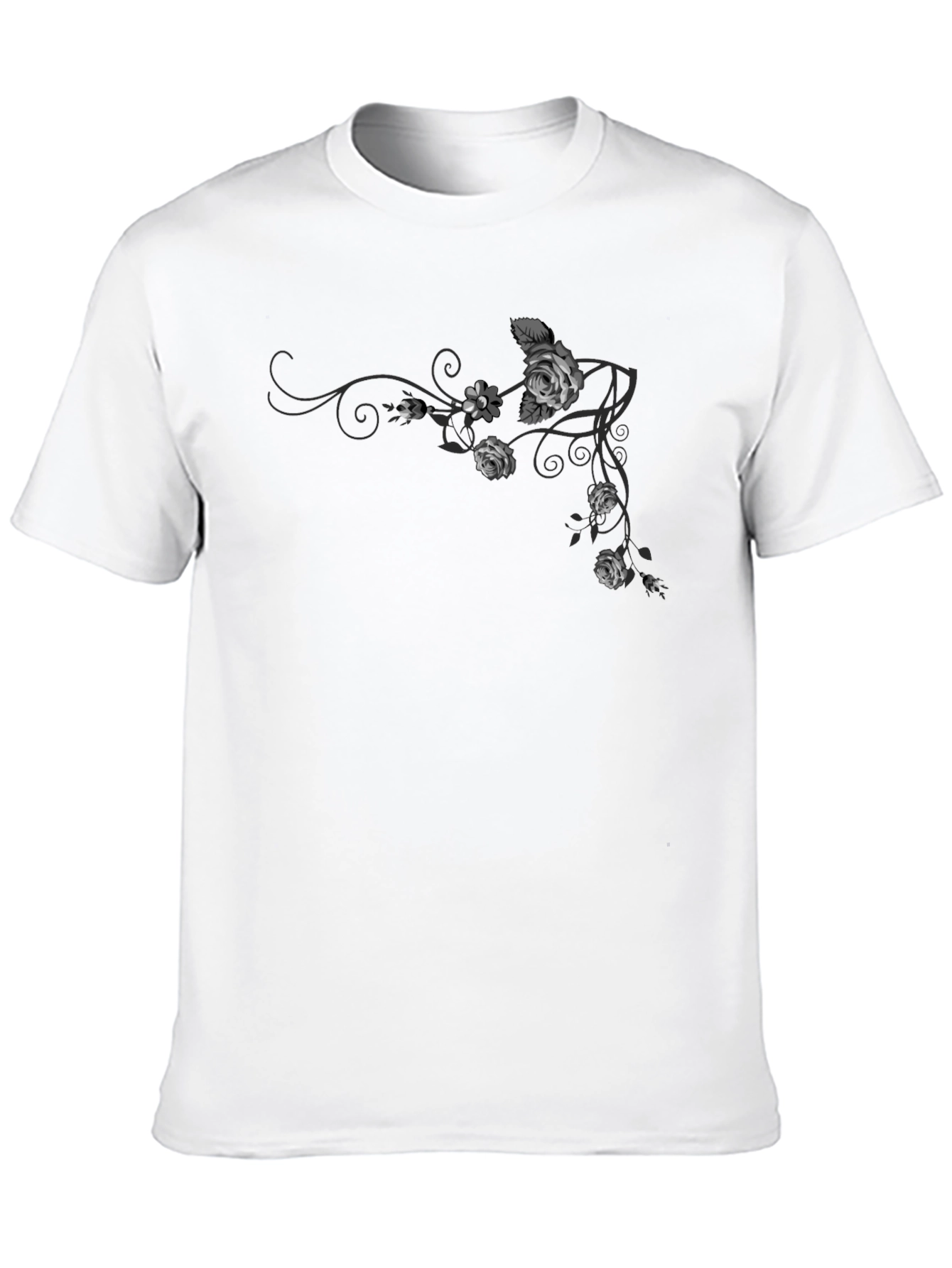 Black Floral Rose Vine Graphic T-Shirt view 10