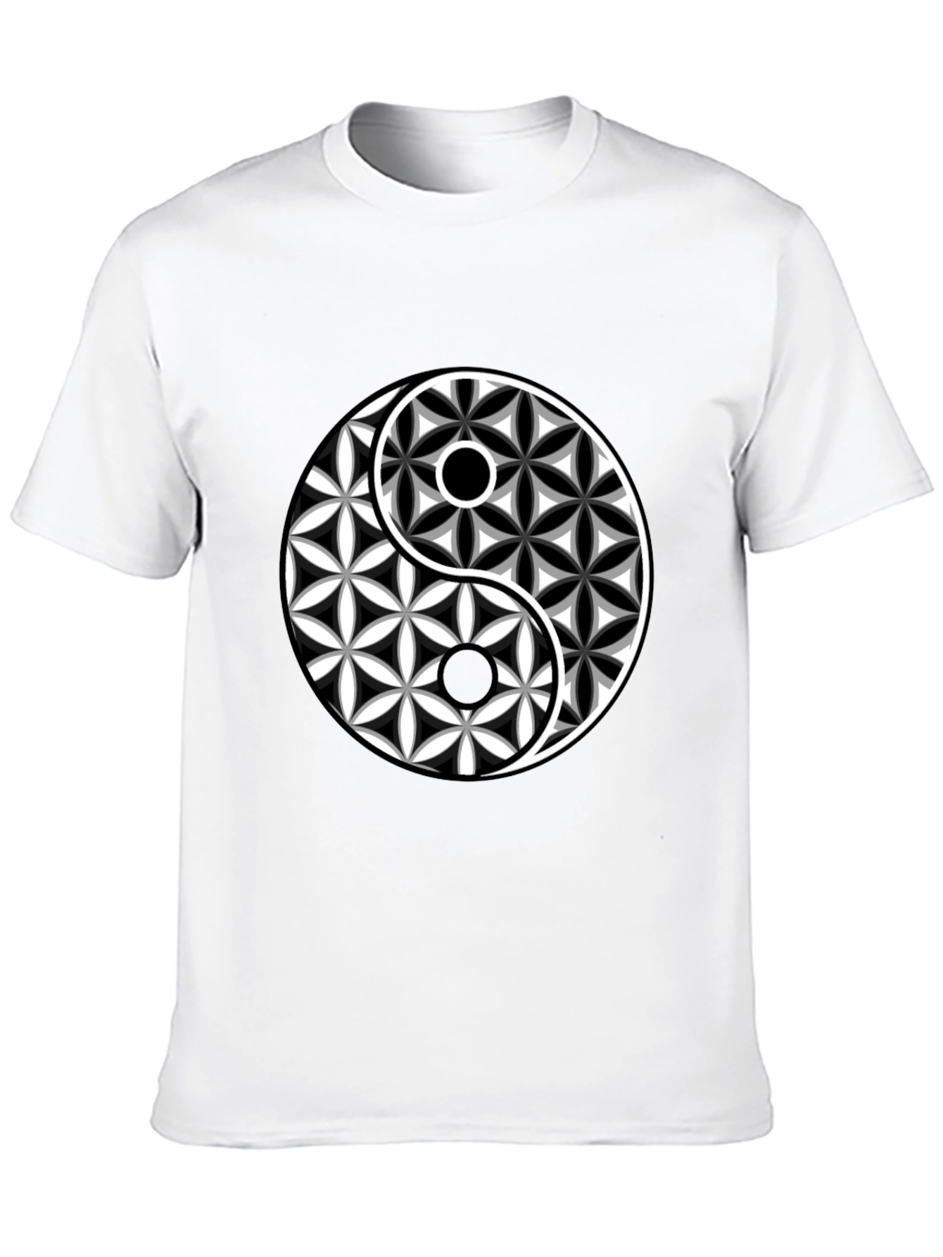 Black Yin Yang Flower of Life Graphic Tee - Black Cotton Blend view 10