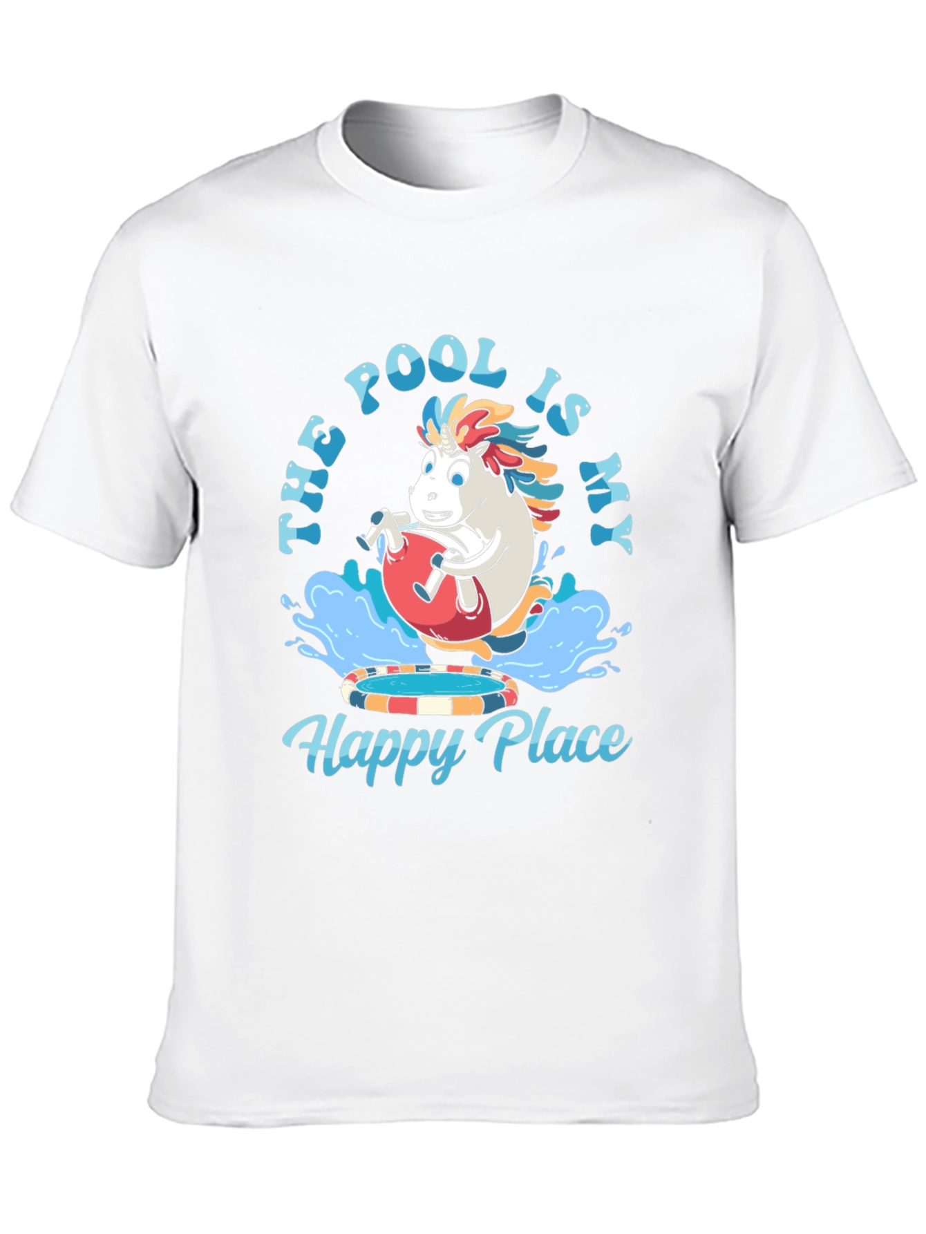 Black Pool Is My Happy Place T-Shirt - Fun Unicorn Design view 10