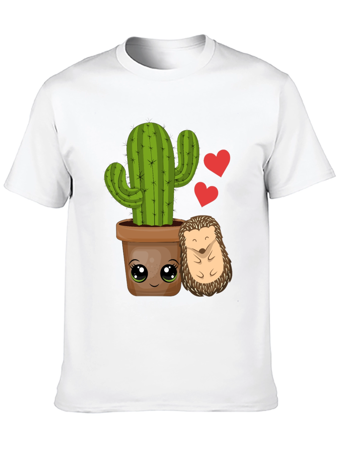 Black Cute Cactus & Hedgehog T-Shirt view 10