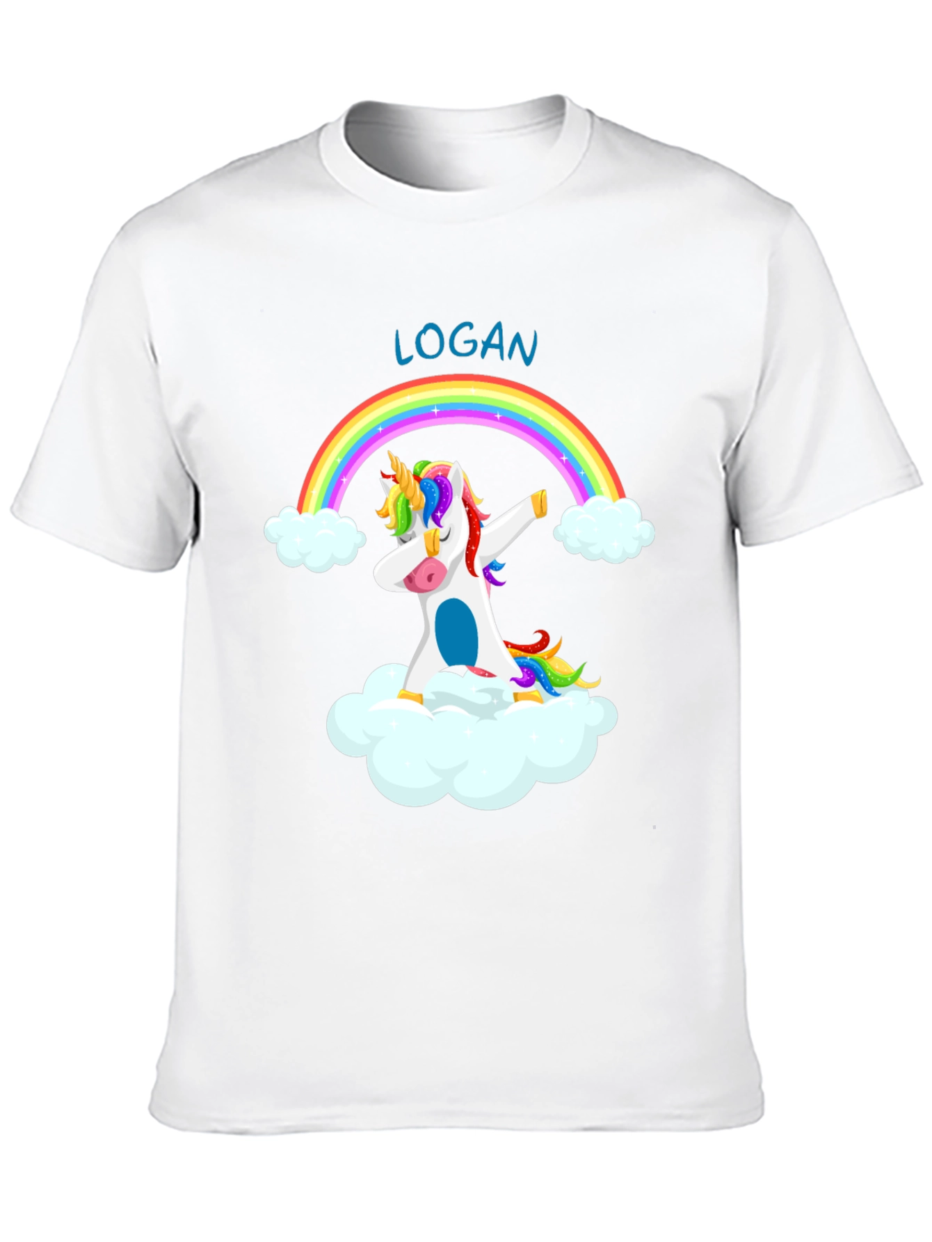 Black Logan Unicorn Dab Rainbow T-Shirt - Black Cotton Tee view 10