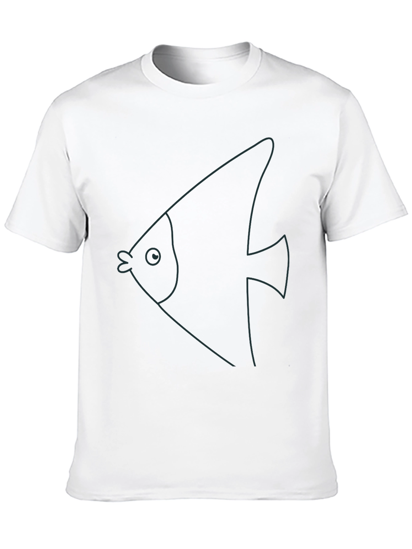 Black Minimalist Fish Graphic Tee - Black Cotton Blend view 10