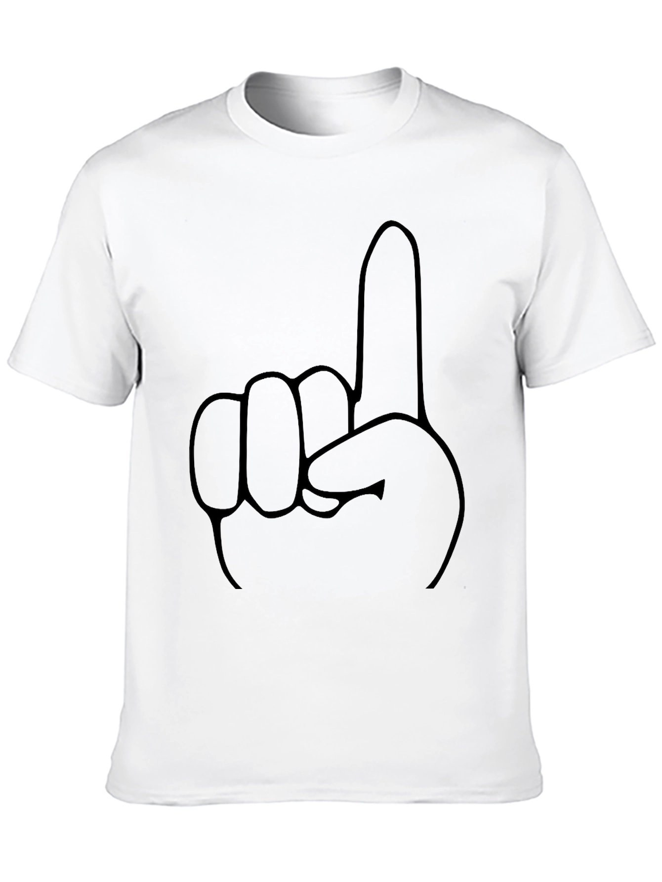 Black One Finger Gesture Black T-Shirt view 10