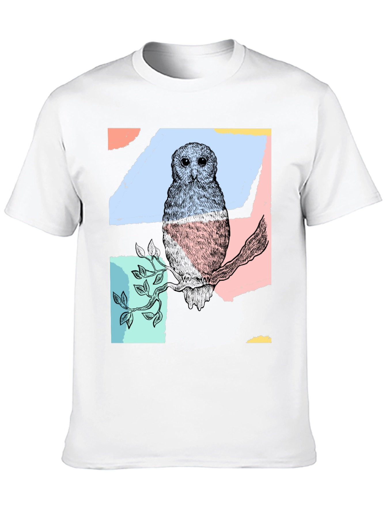 Black Abstract Owl Print Black T-Shirt view 10