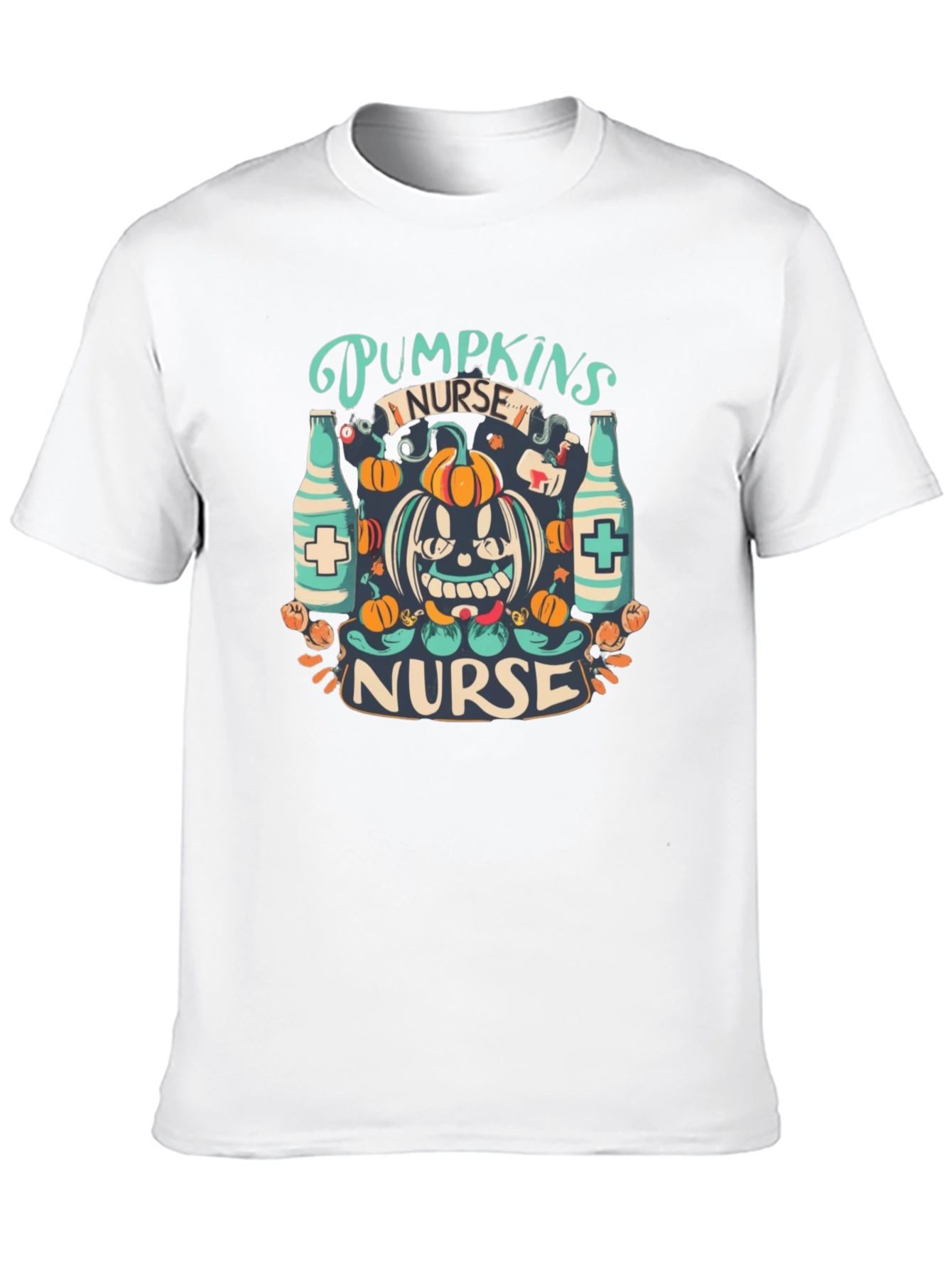 Black Halloween Nurse Pumpkin T-Shirt view 10