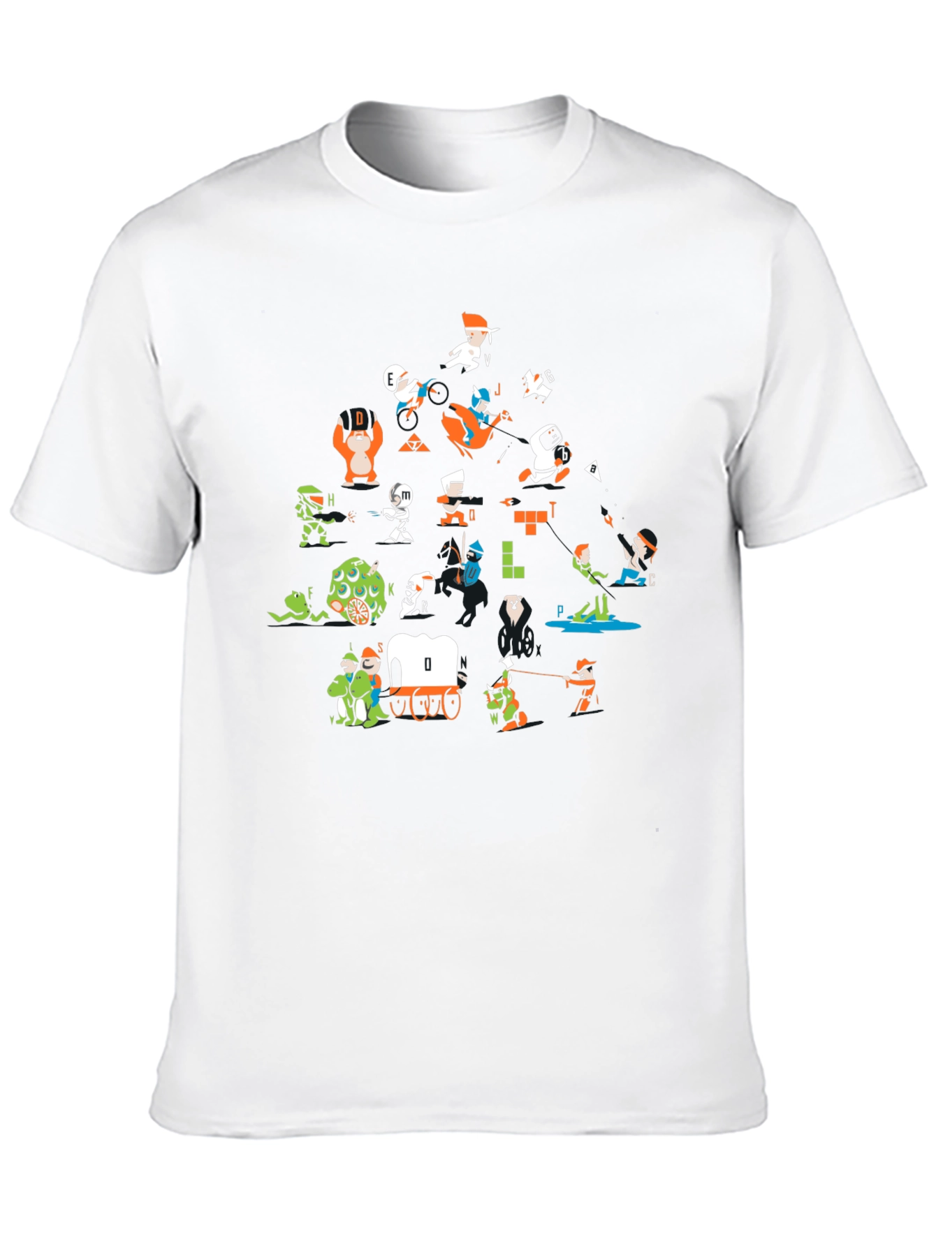 Black Retro Gaming Alphabet Black T-Shirt view 10