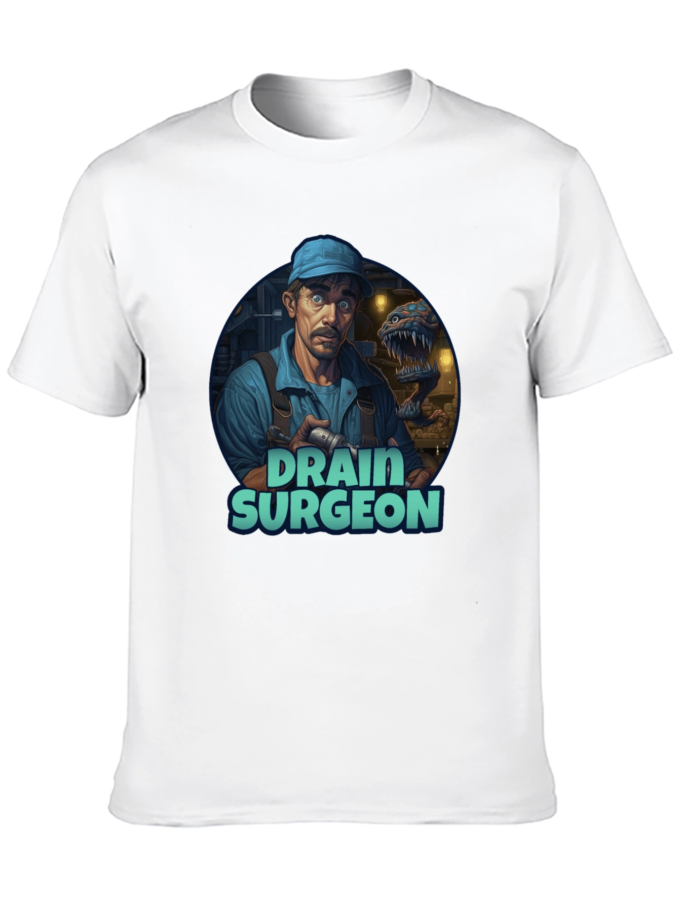 Black Drain Surgeon Graphic Tee - Unique Novelty T-Shirt view 10