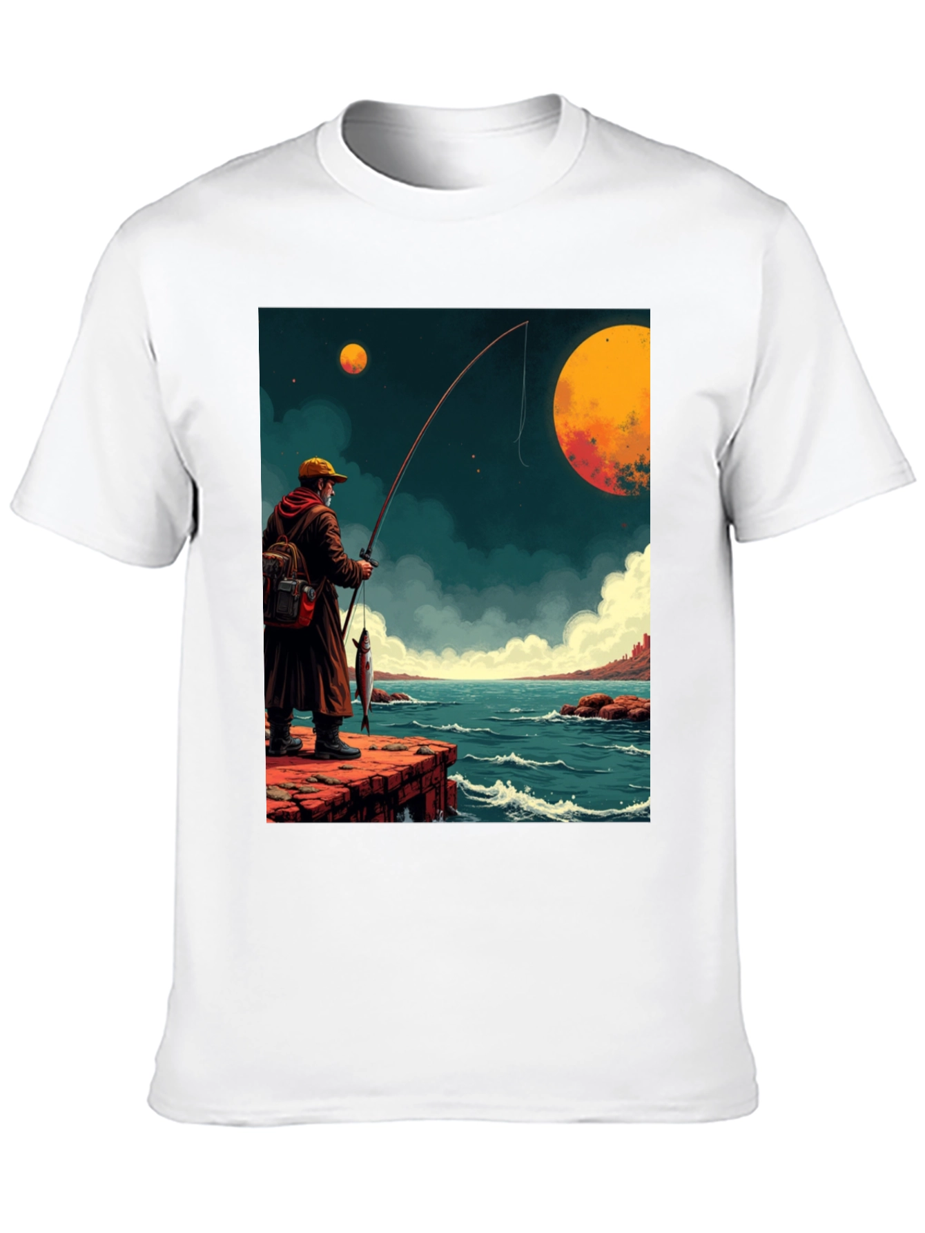 Black Retro Fishing Graphic Tee view 10
