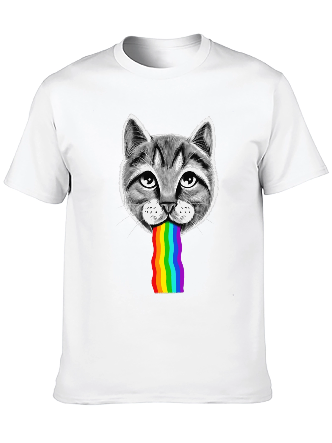 Black Cat Rainbow Puke Graphic T-Shirt view 10