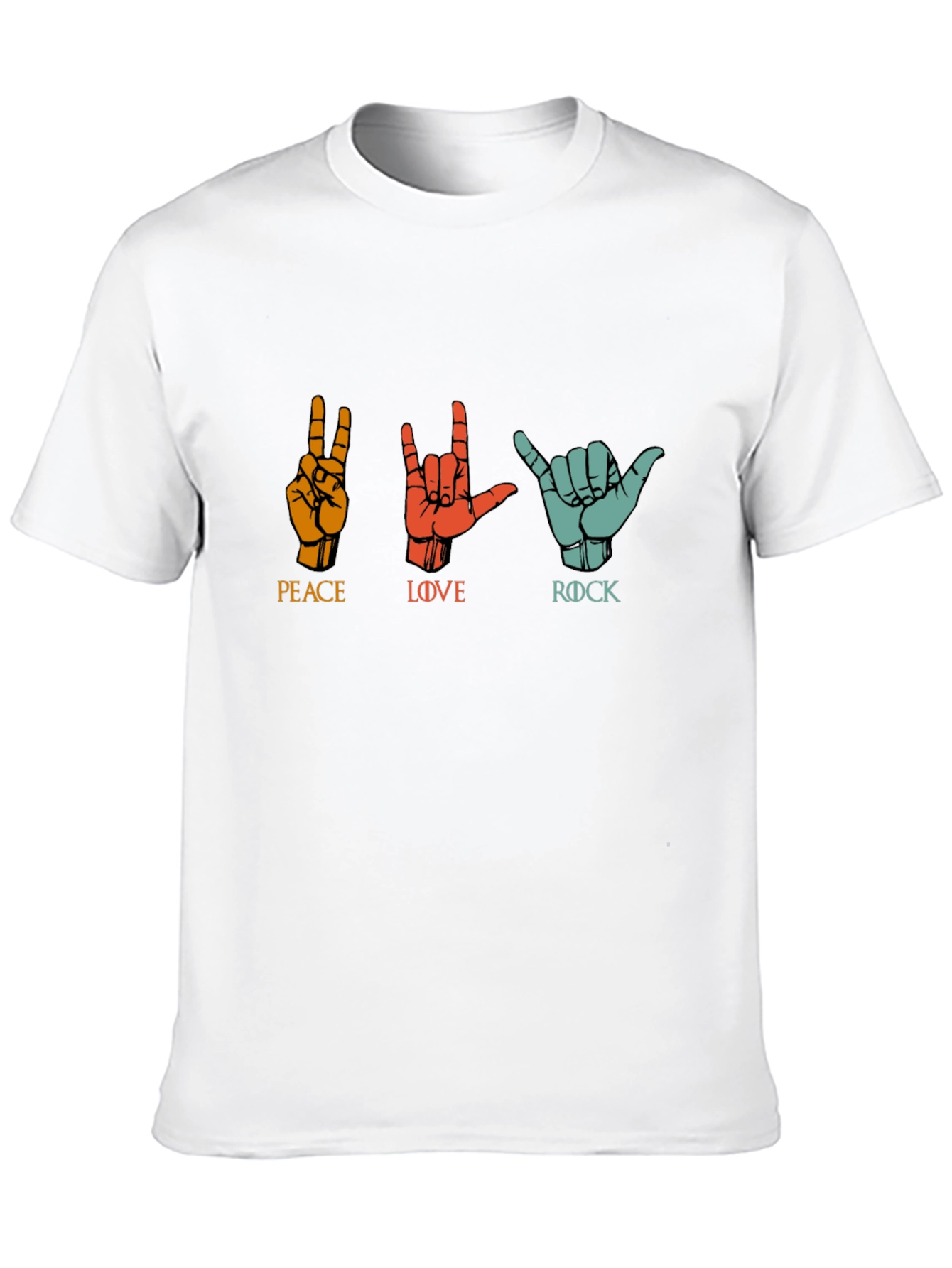 Black Peace Love Rock T-Shirt - Graphic Print Tee view 10